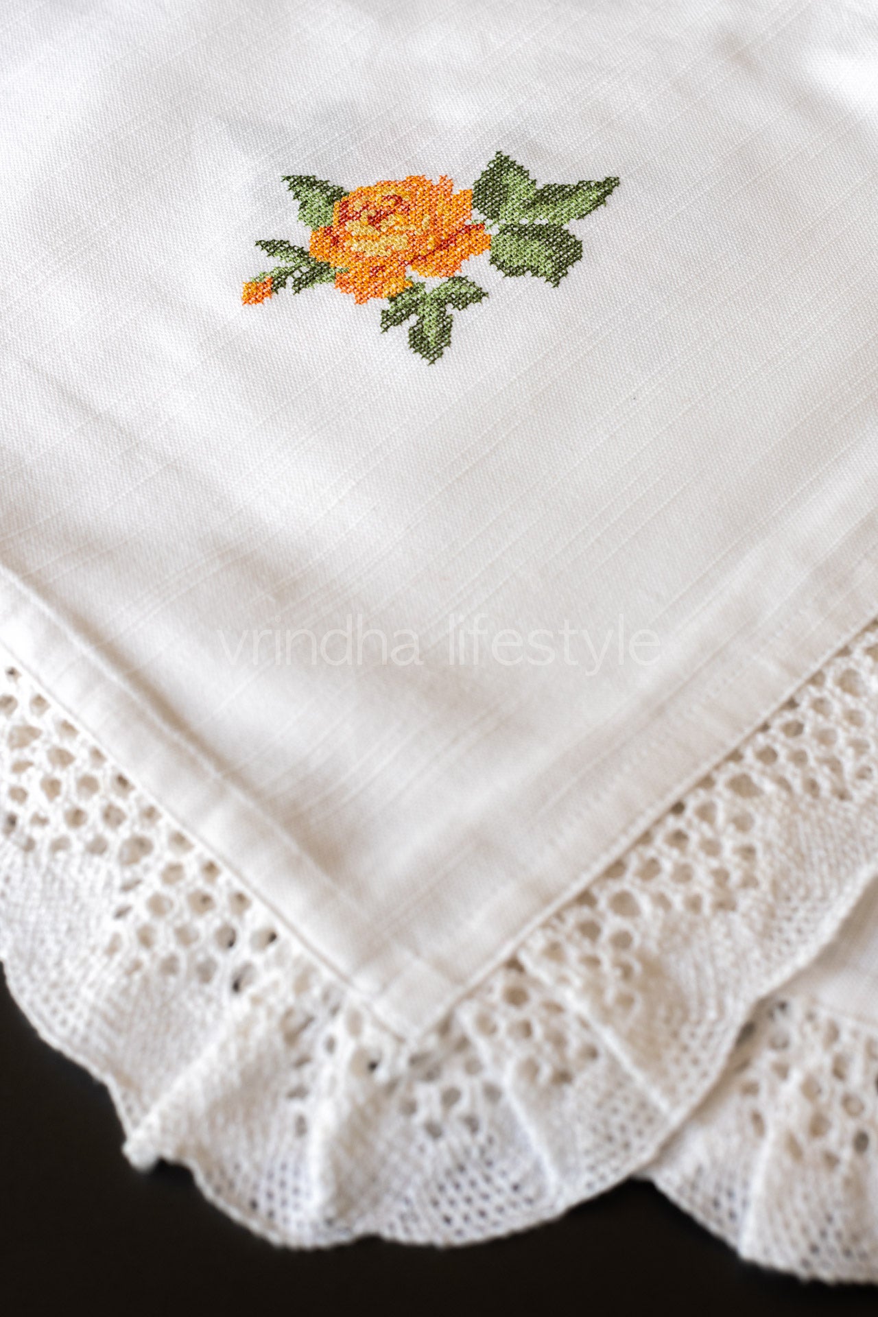 COTTON TABLE CLOTH with embroidery -Square -coffee table cover-customisable