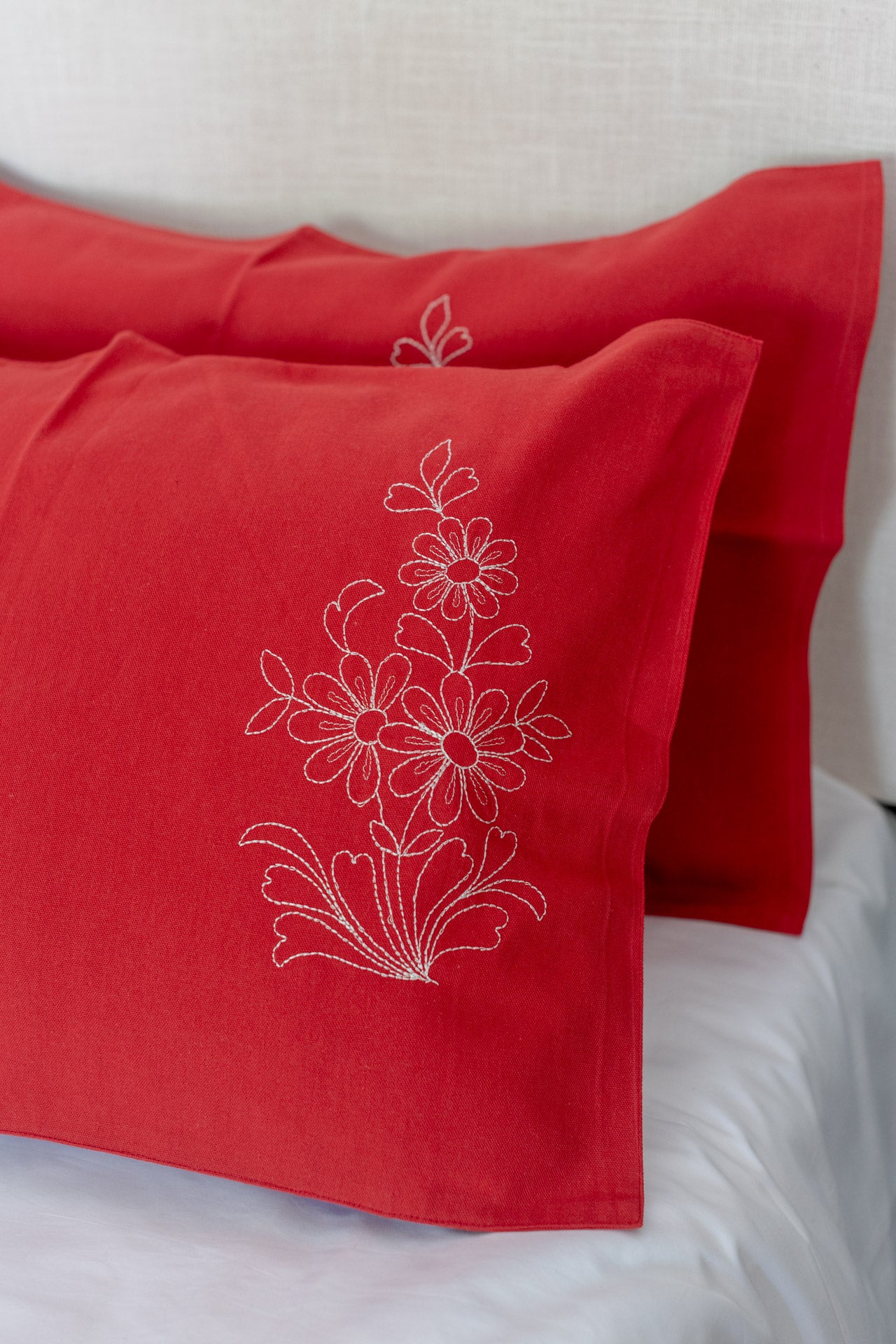 Cotton pillow covers with embroidery -single unit