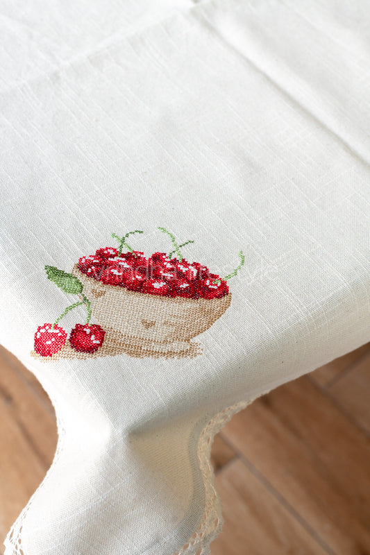 COTTON TABLE CLOTH with embroidery -Square -coffee table cover-customisable