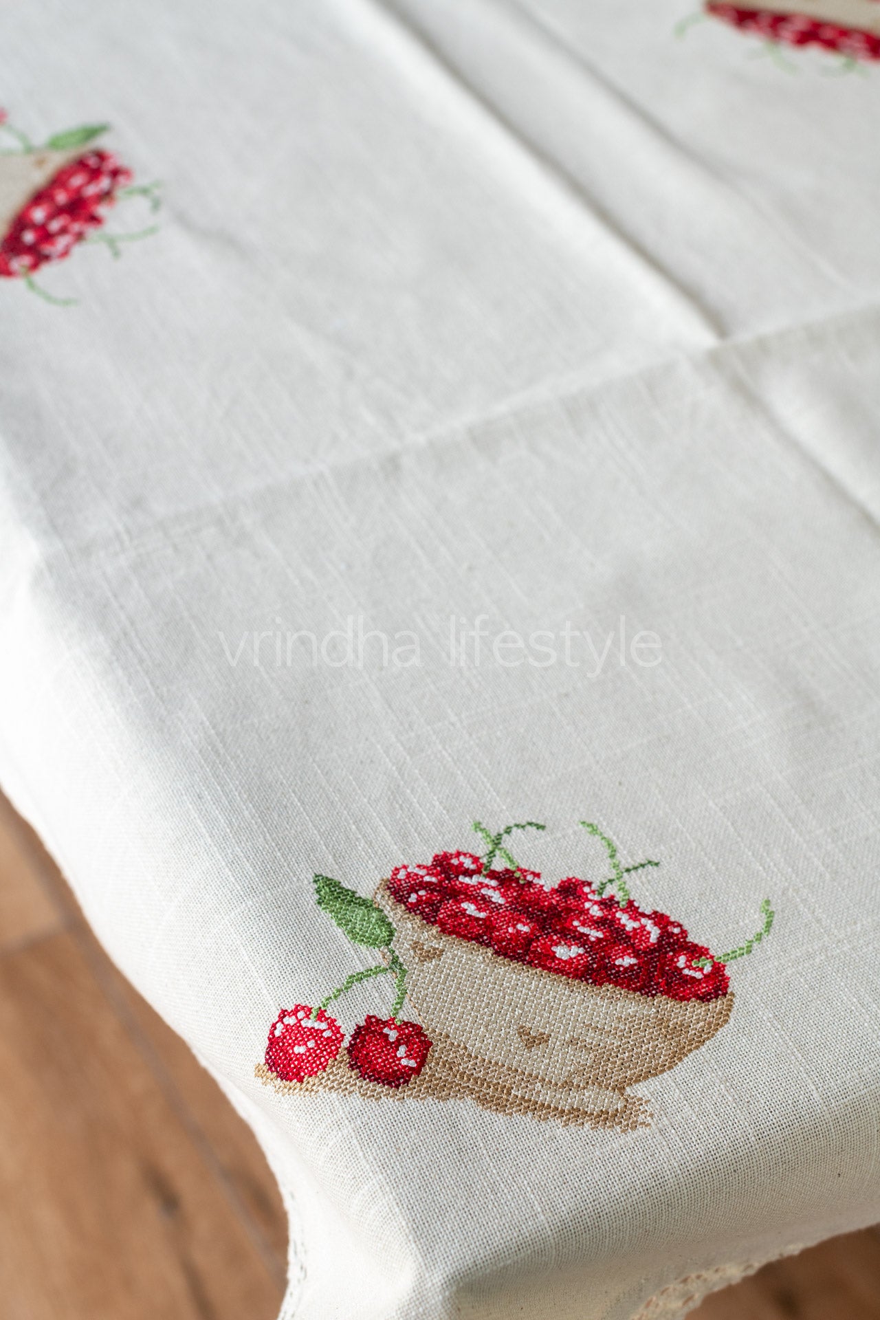 COTTON TABLE CLOTH with embroidery -Square -coffee table cover-customisable
