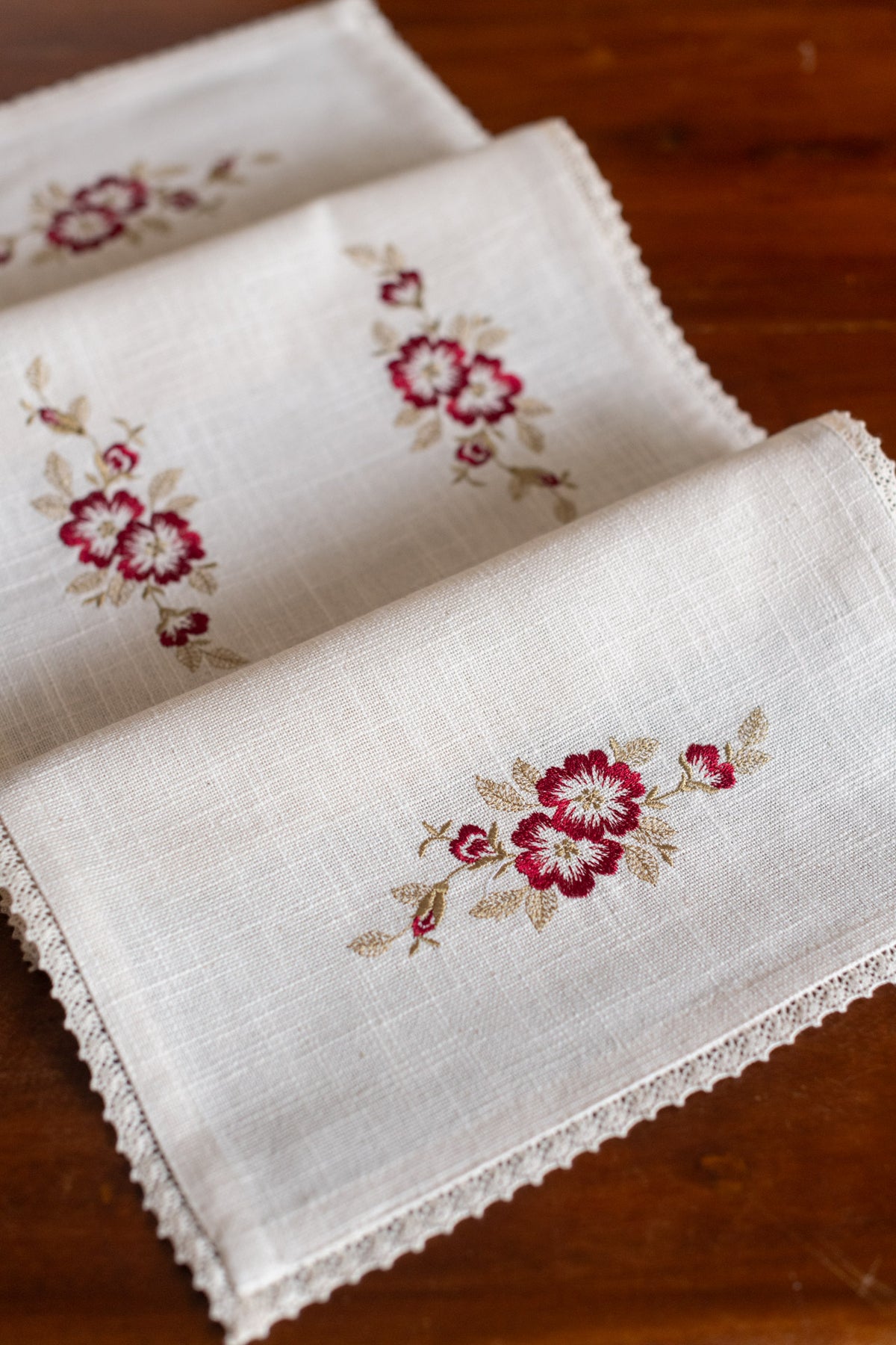 Cotton table runner with embroidery 11x33 inches-customisable