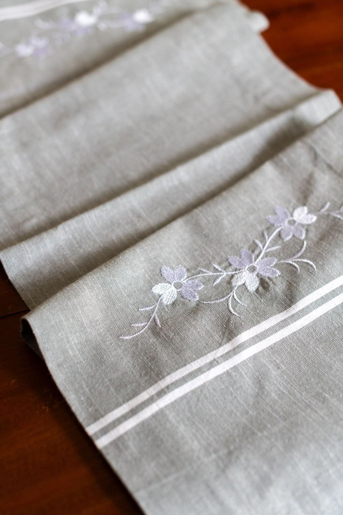 Cotton table runner with embroidery14x48 inches-customisable