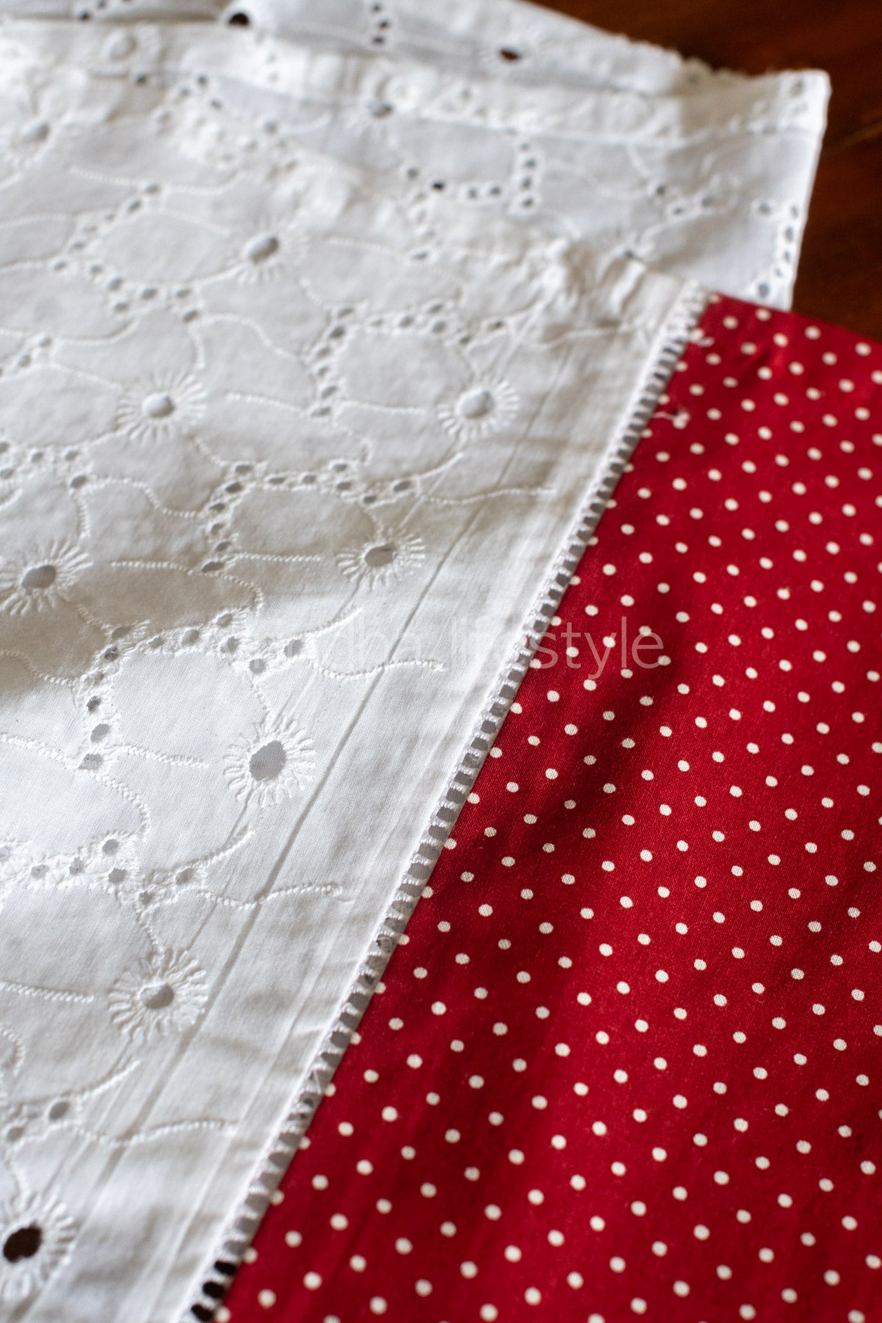 HAKOBA TABLE RUNNER-Hakoba cotton with lace detailing -12x60 inches-customisable