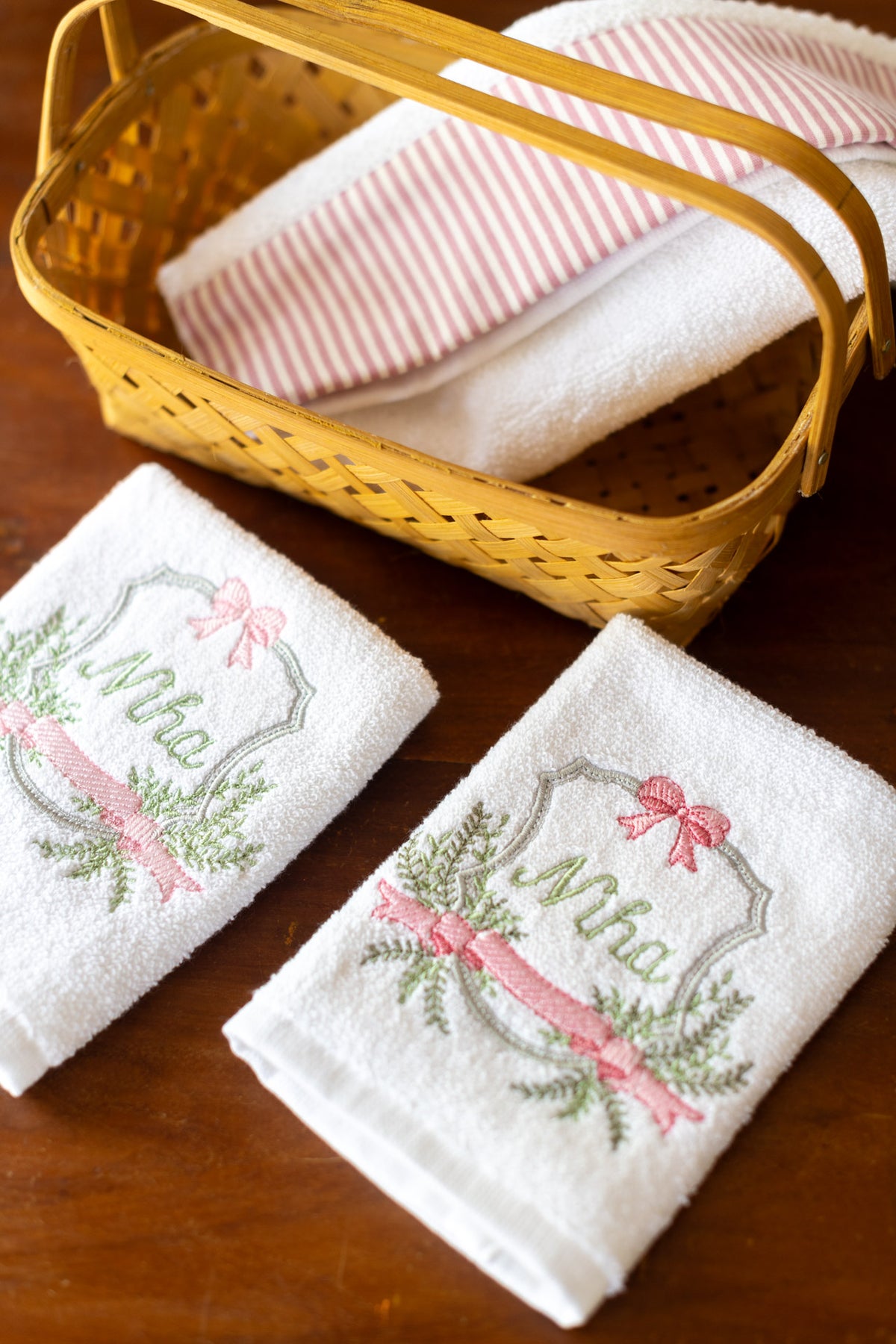 SOFT FACE TOWEL WITH EMBROIDERY, 12inch x 12 inch -set of 2