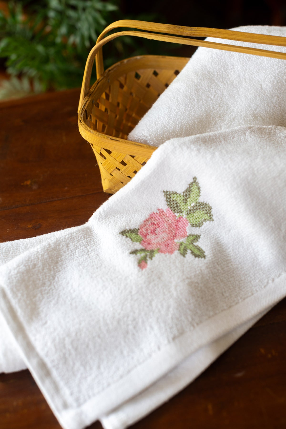 SOFT FACE TOWEL WITH EMBROIDERY, 12inch x 12 inch -set of two