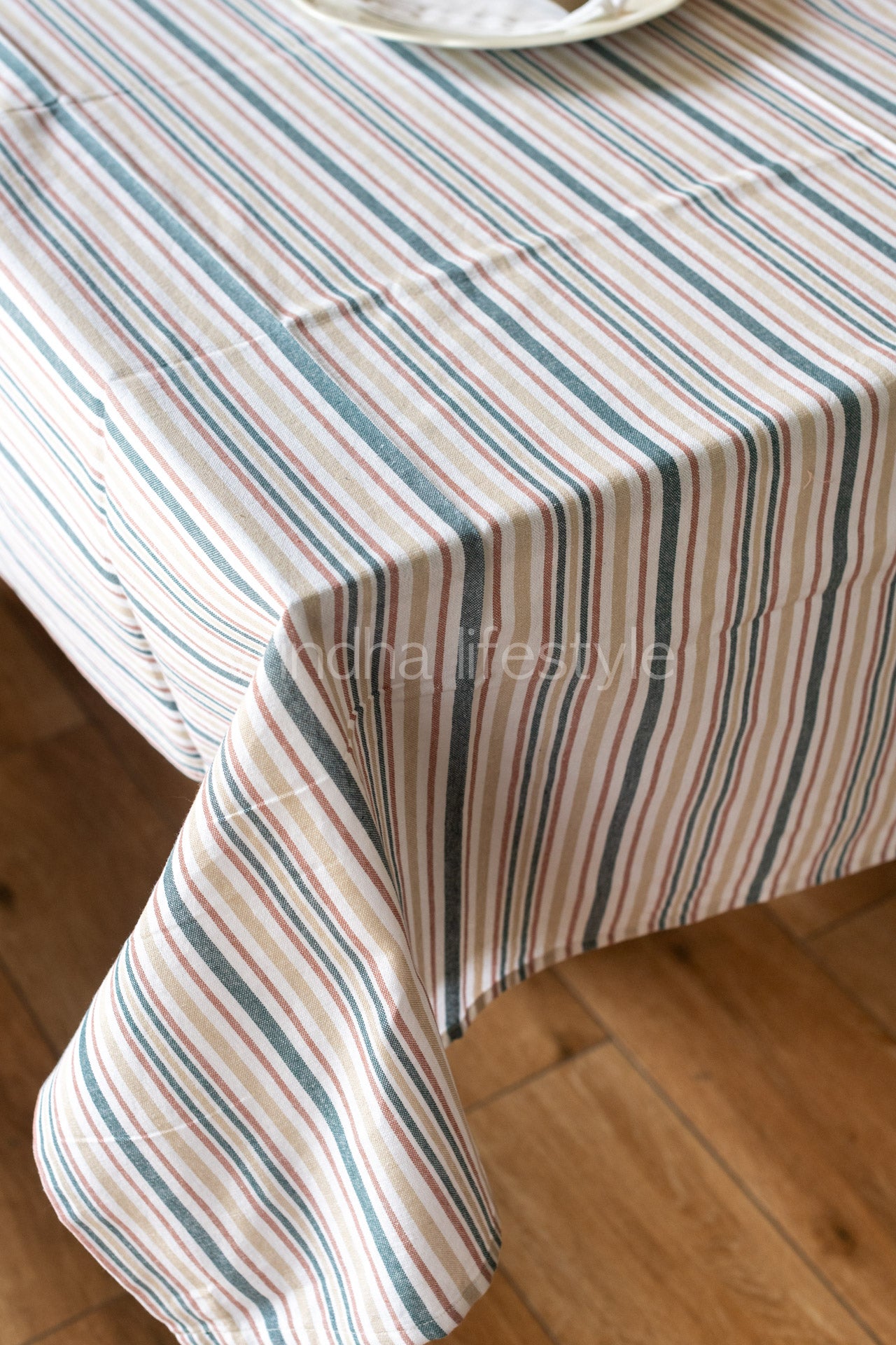STRIPES COTTON TABLE CLOTH -6 seater