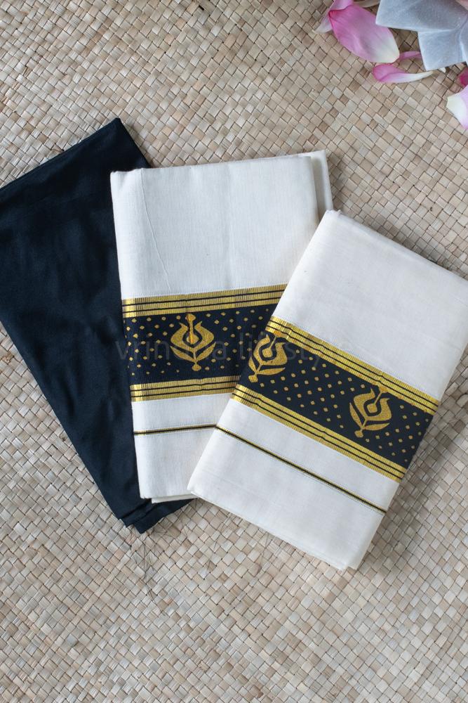 KERALA SET MUNDU-Gold/black
