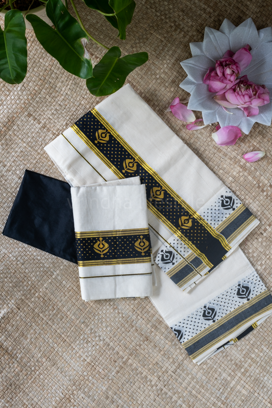 KERALA SET MUNDU-Gold/black