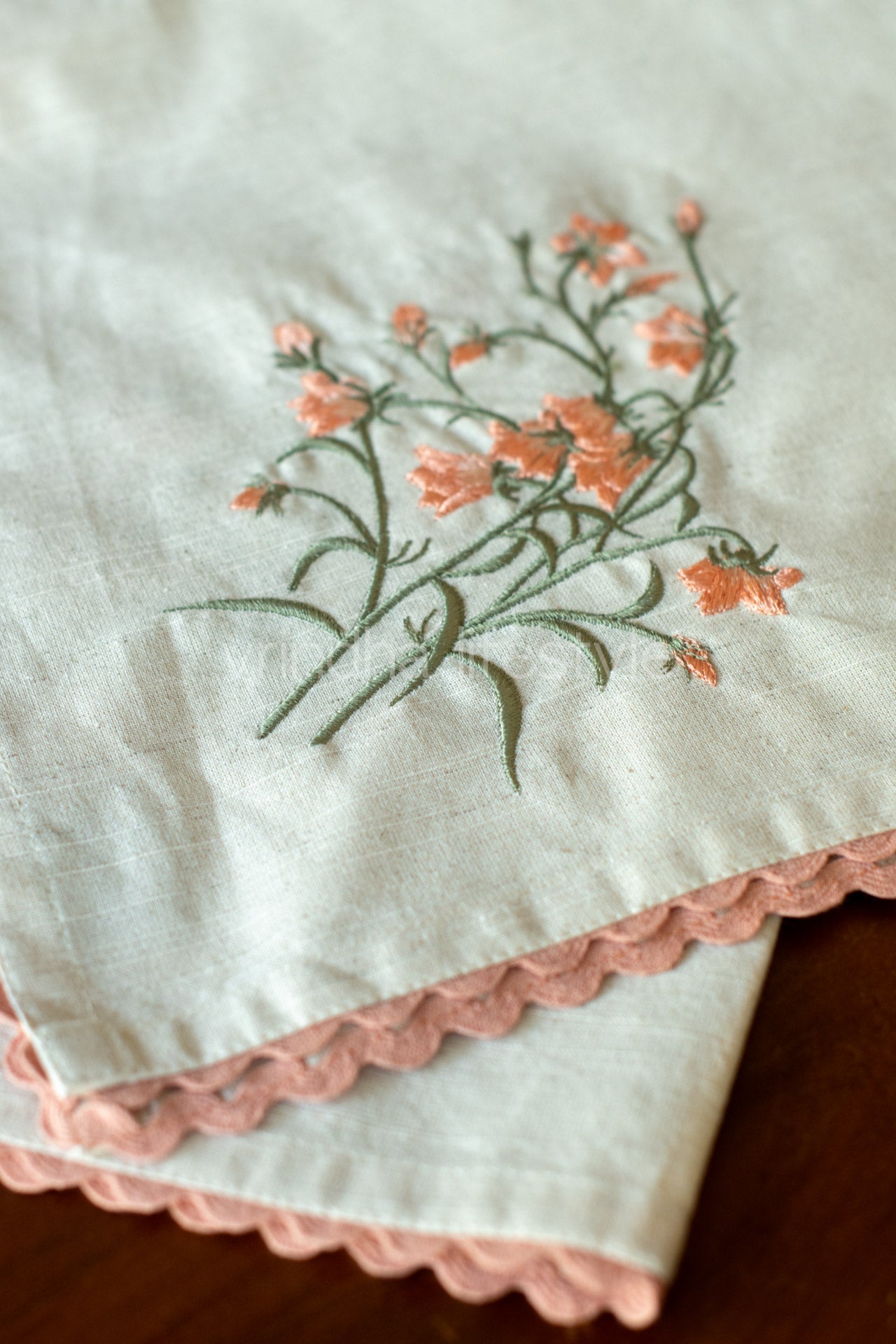 COTTON TABLE CLOTH with embroidery -Square -coffee table cover-customisable