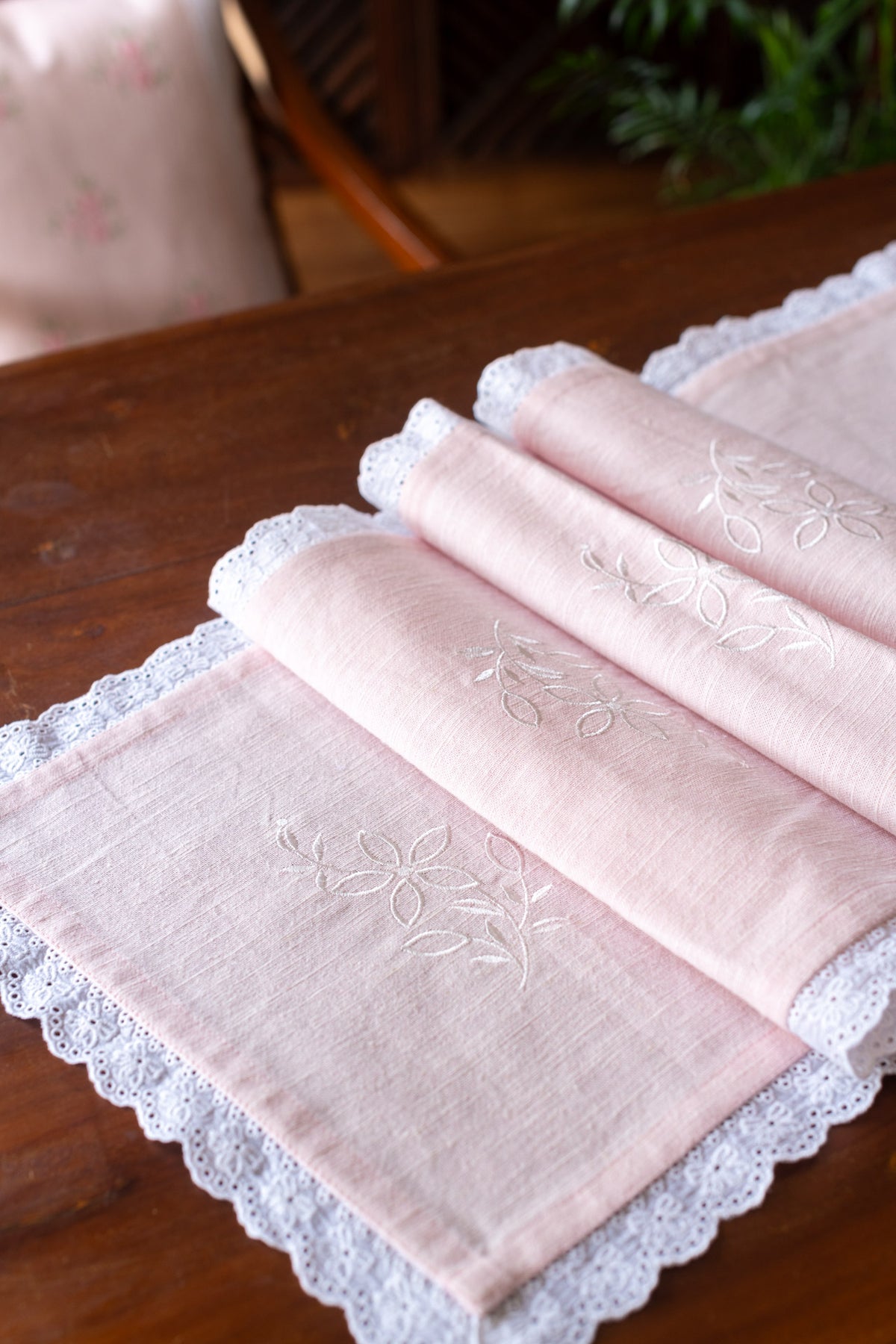 Cotton table runner with embroidery12x51 inches-customisable
