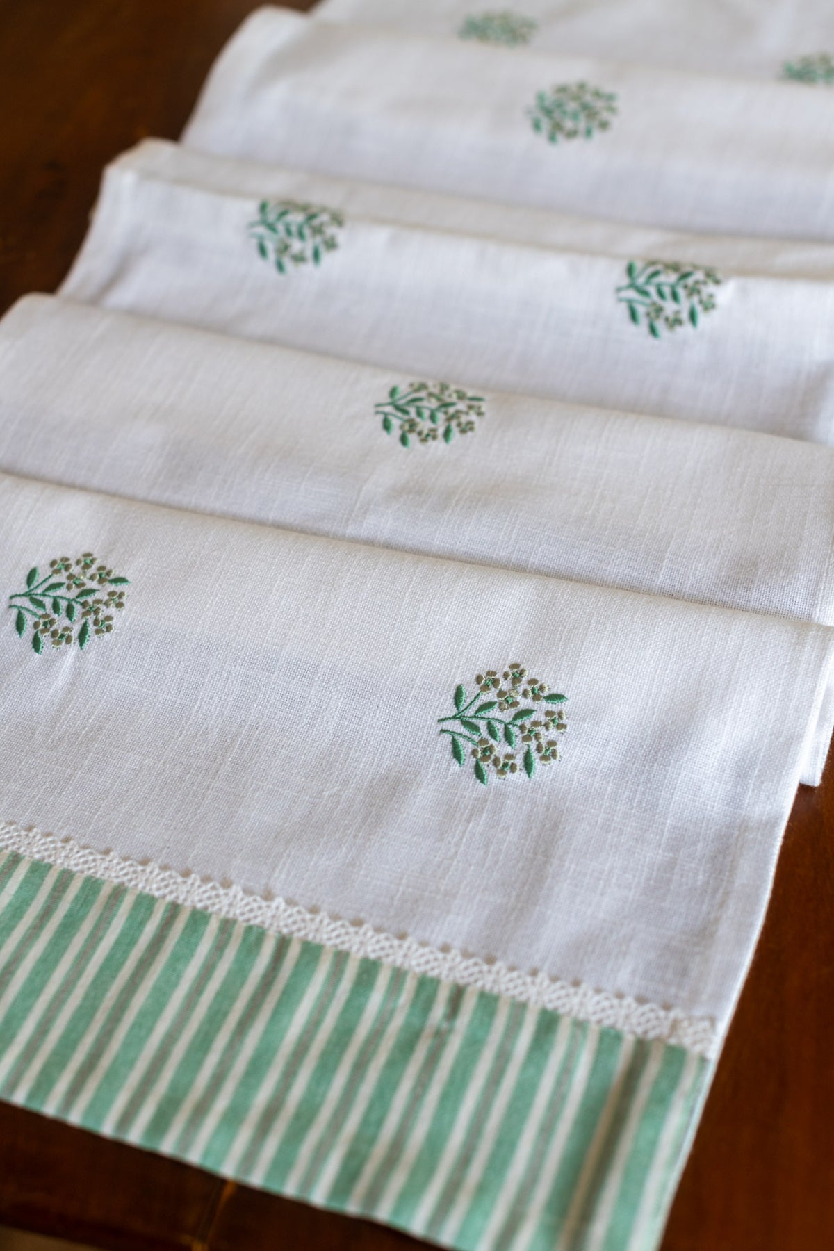 Cotton coffee table runner with embroidery 1560 inches