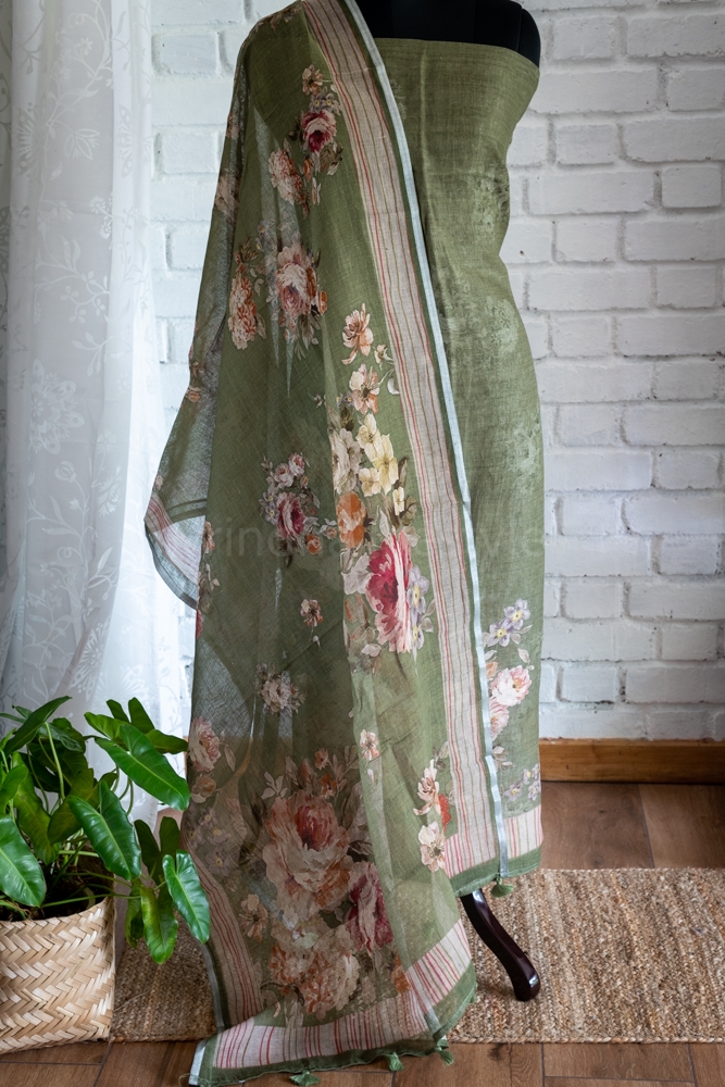 PURE LINEN SALWAR MATERIAL-3 pcs set