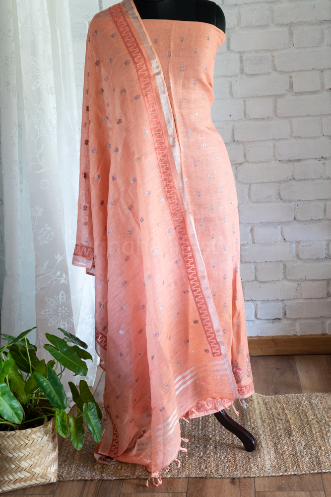 PURE LINEN SALWAR MATERIAL 3 pcs set Vrindha Lifestyle