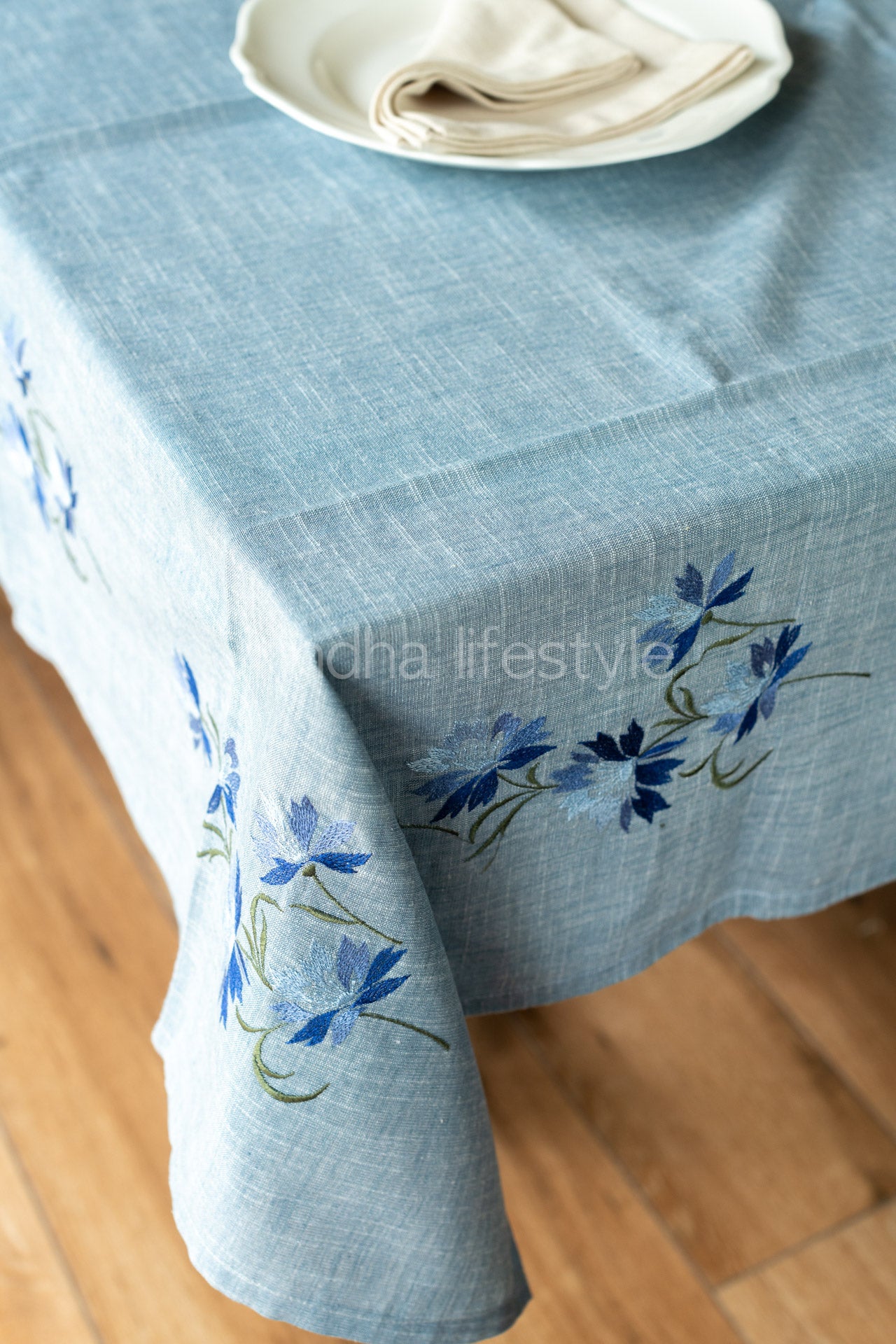 COTTON TABLE CLOTH with embroidery -4 seater customisable