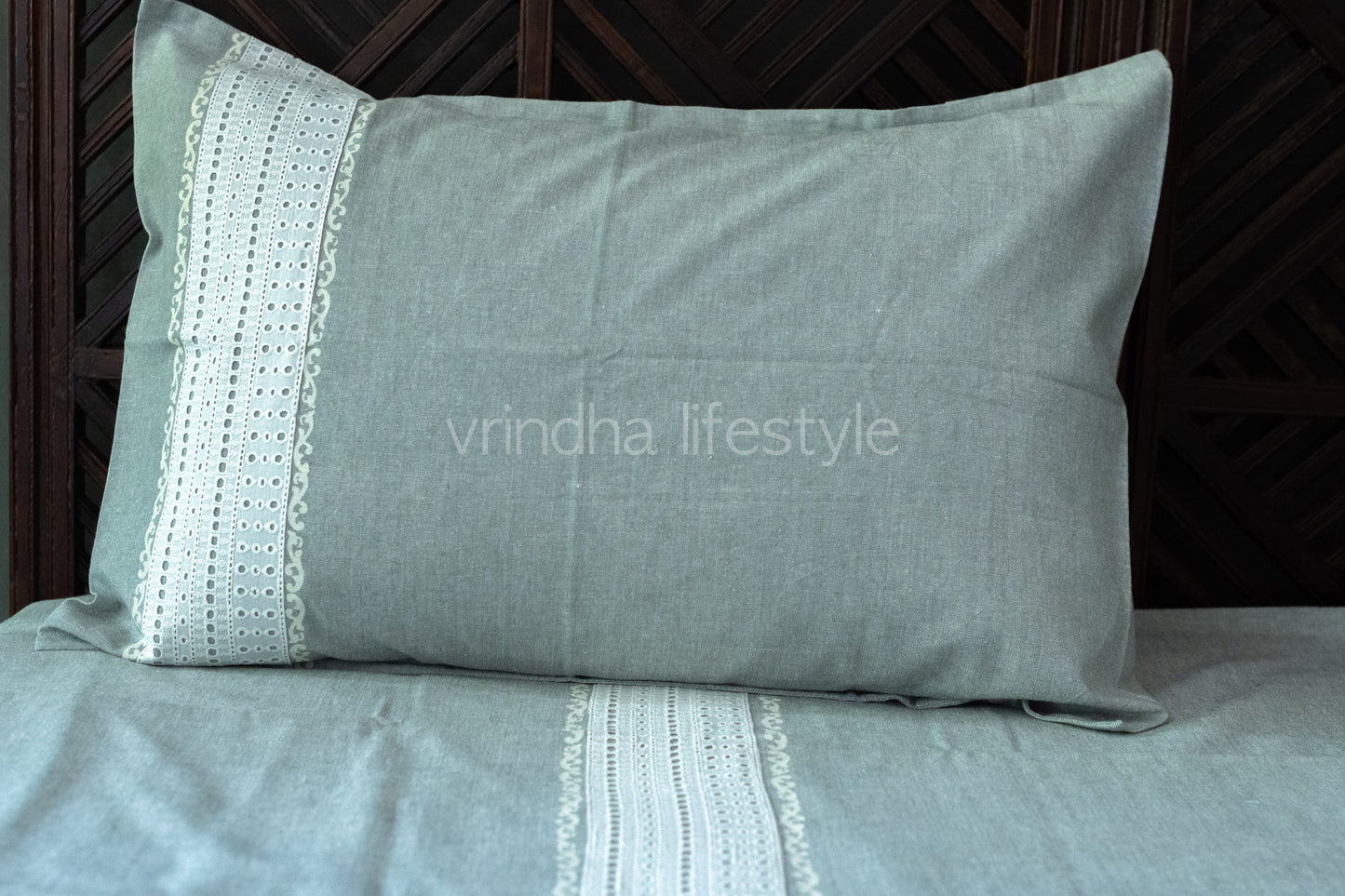 COTTON BED SHEET and pillow covers with lace detailing -Single|Kids Collection