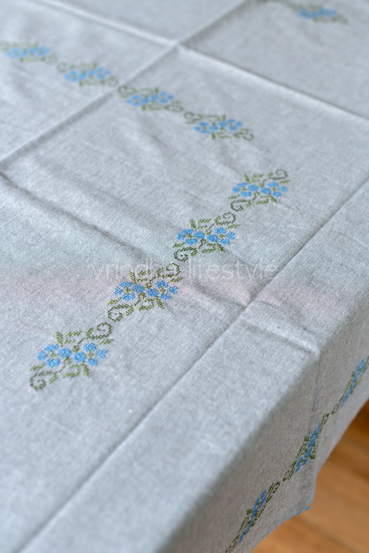 COTTON TABLE CLOTH with cross stitch embroidery -Square -coffee table cover-customisable