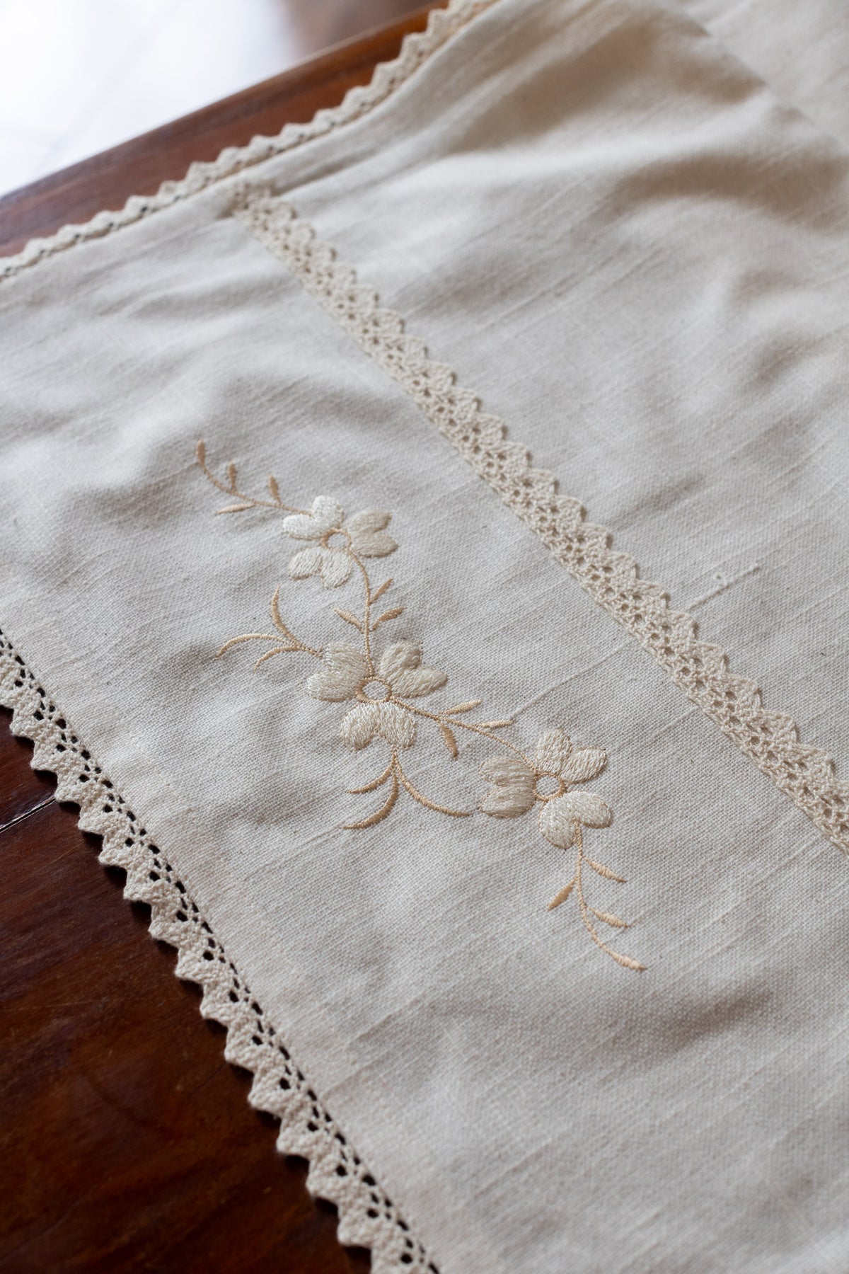 Fridge top cover-Cotton with embroidery and lace detailing-customisable