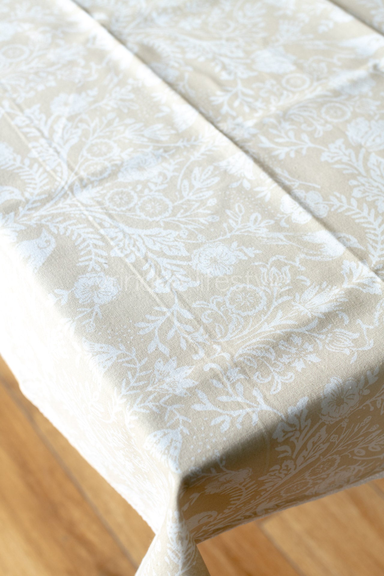 Cotton printed table cover with lace detailing-coffee table