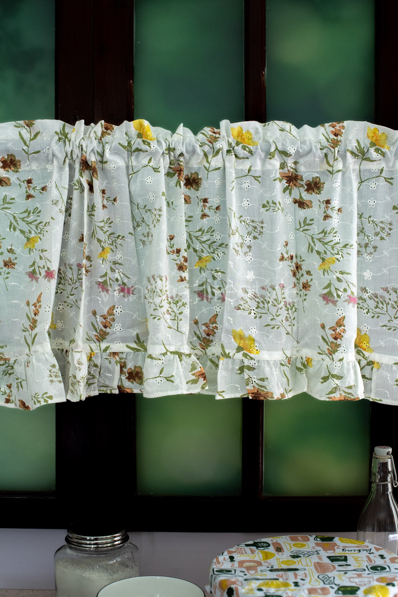 KITCHEN VALANCE-printed cotton Hakoba with frill( customisable )