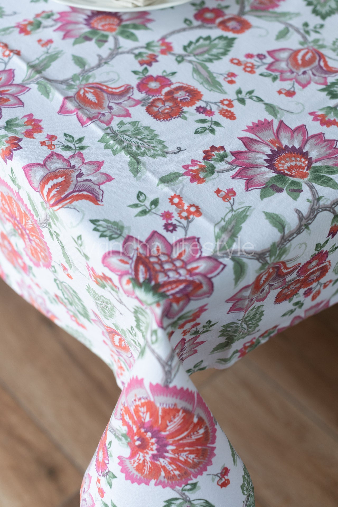Handloom Cotton printed table cover-6/8 seater