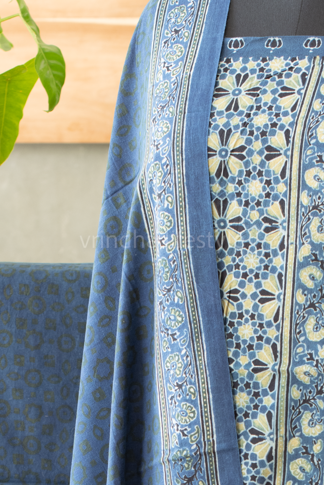 NATURAL AJRAK PRINT COTTON SALWAR MATERIAL