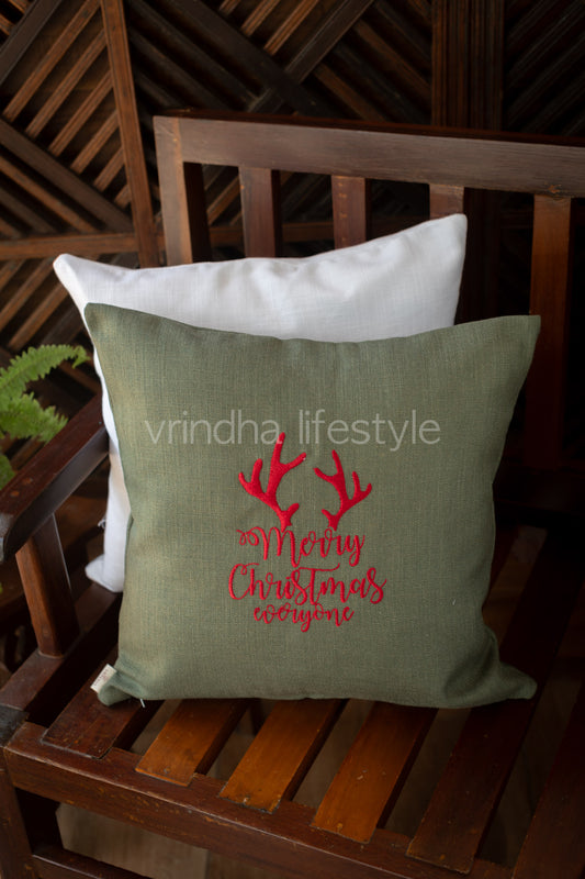 Jute Cotton cushion cover with  embroidery -Single unit- 16x16 inches( Customisable)