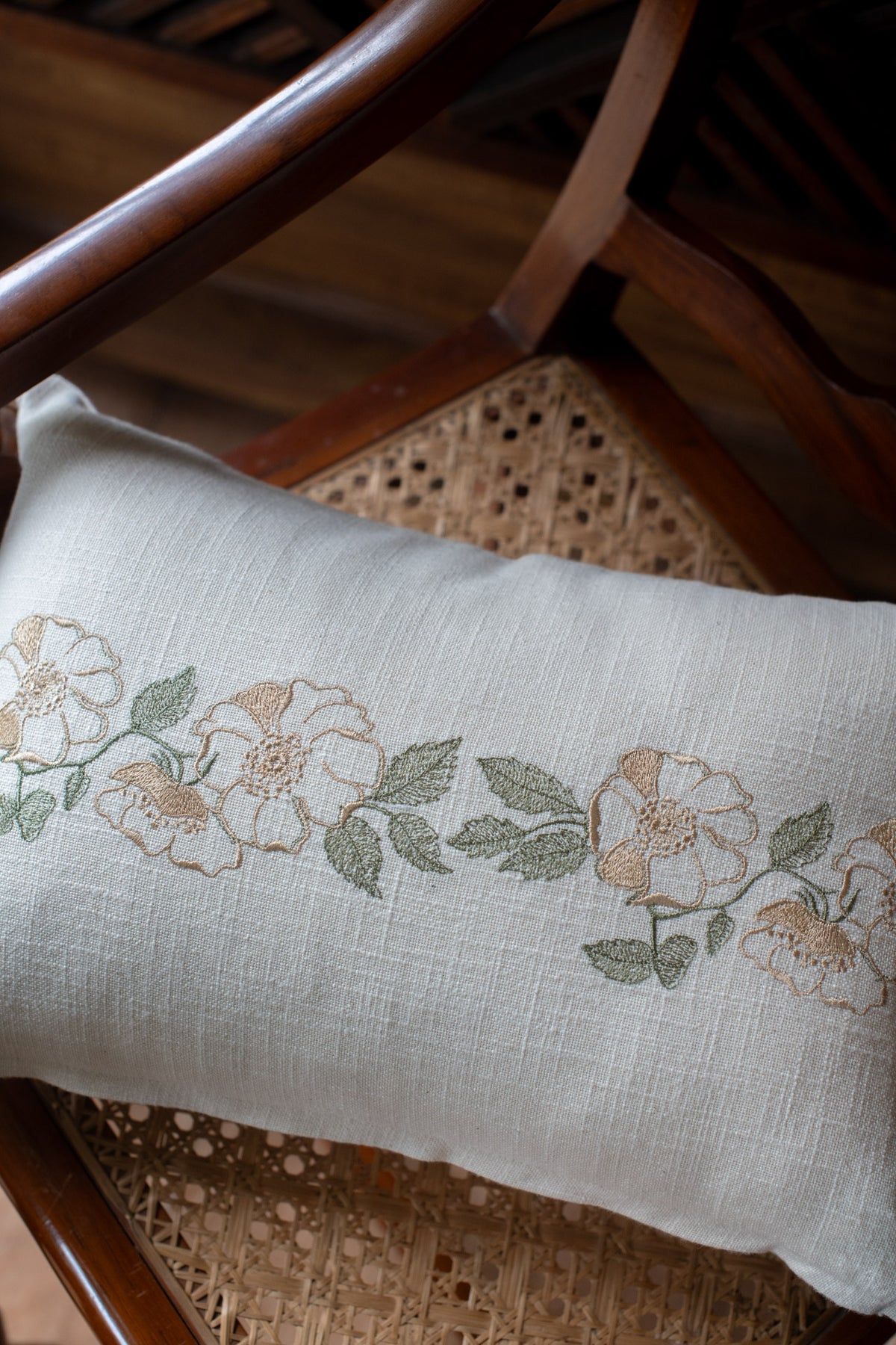 Cotton pre-filled cushion cover with embroidery -12x18 inches-single unit