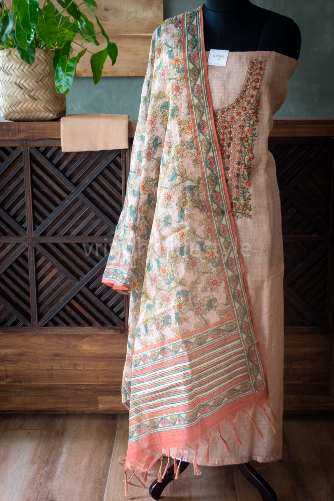 TISSUE LINEN HAND EMBROIDERY SALWAR MATERIAL