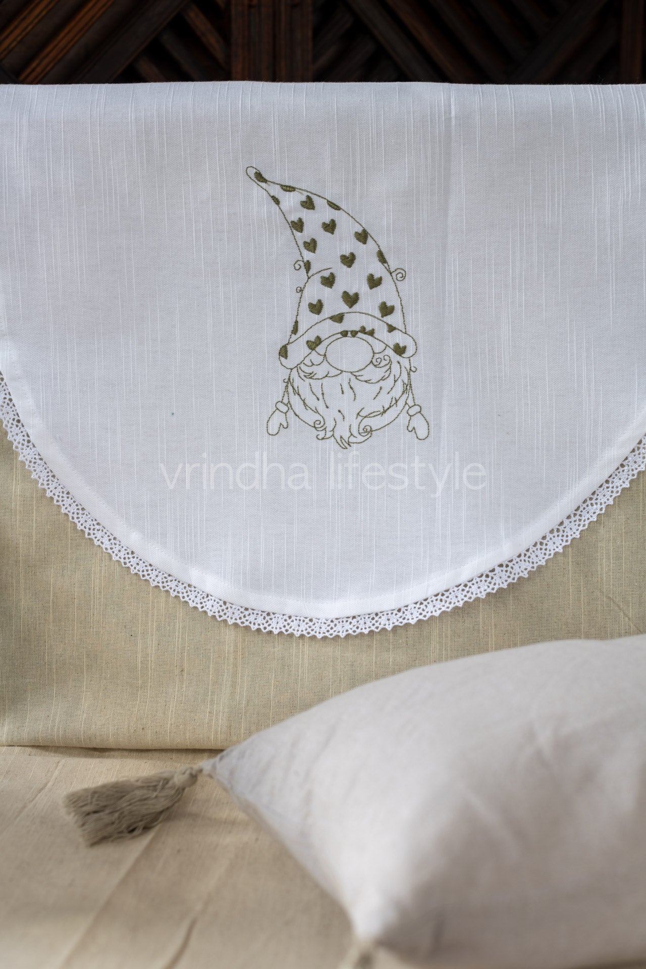 SOFA BACK COVER-with embroidery and lace detailing -Set of 5