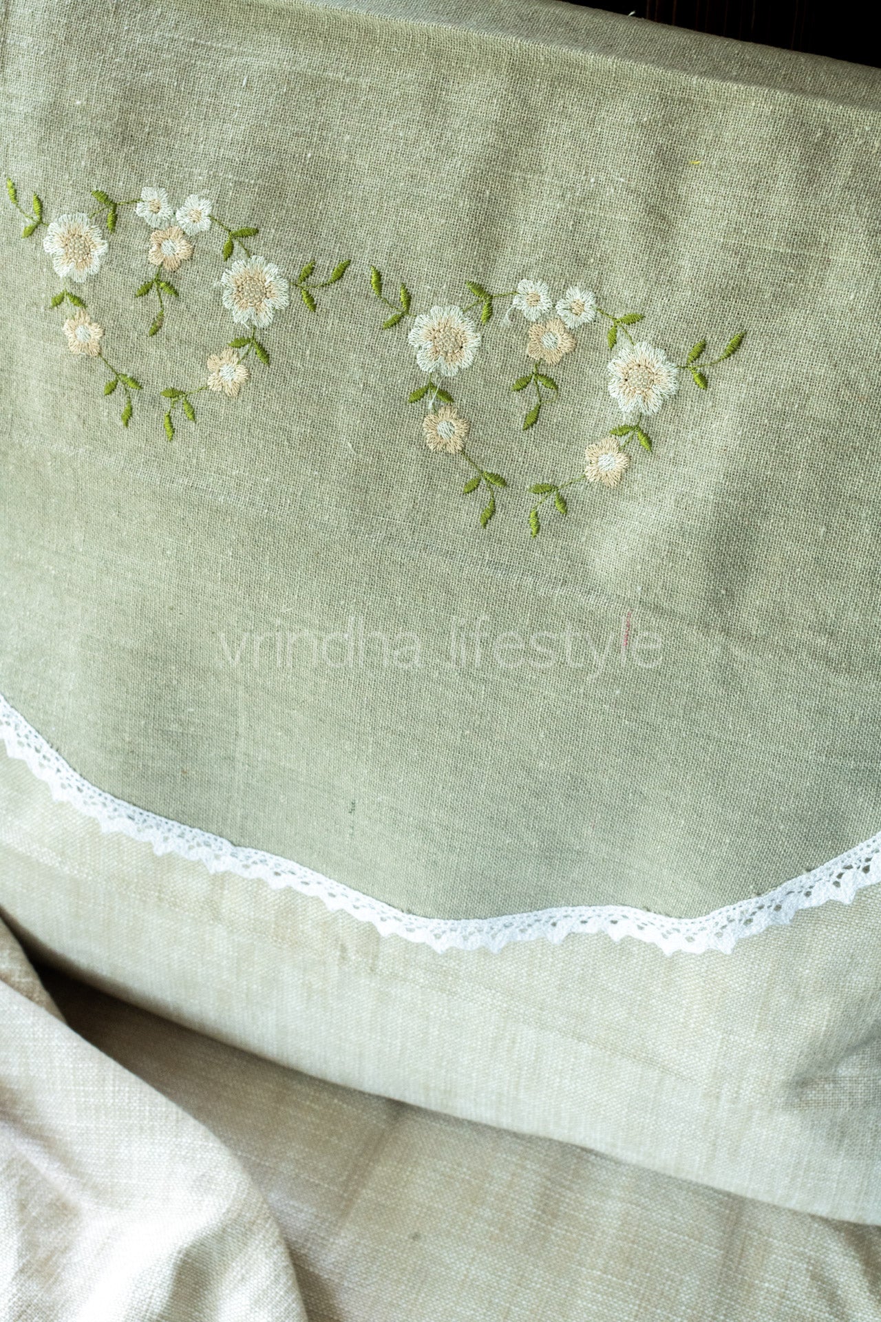 SOFA BACK COVER-with embroidery and lace detailing -Set of 5