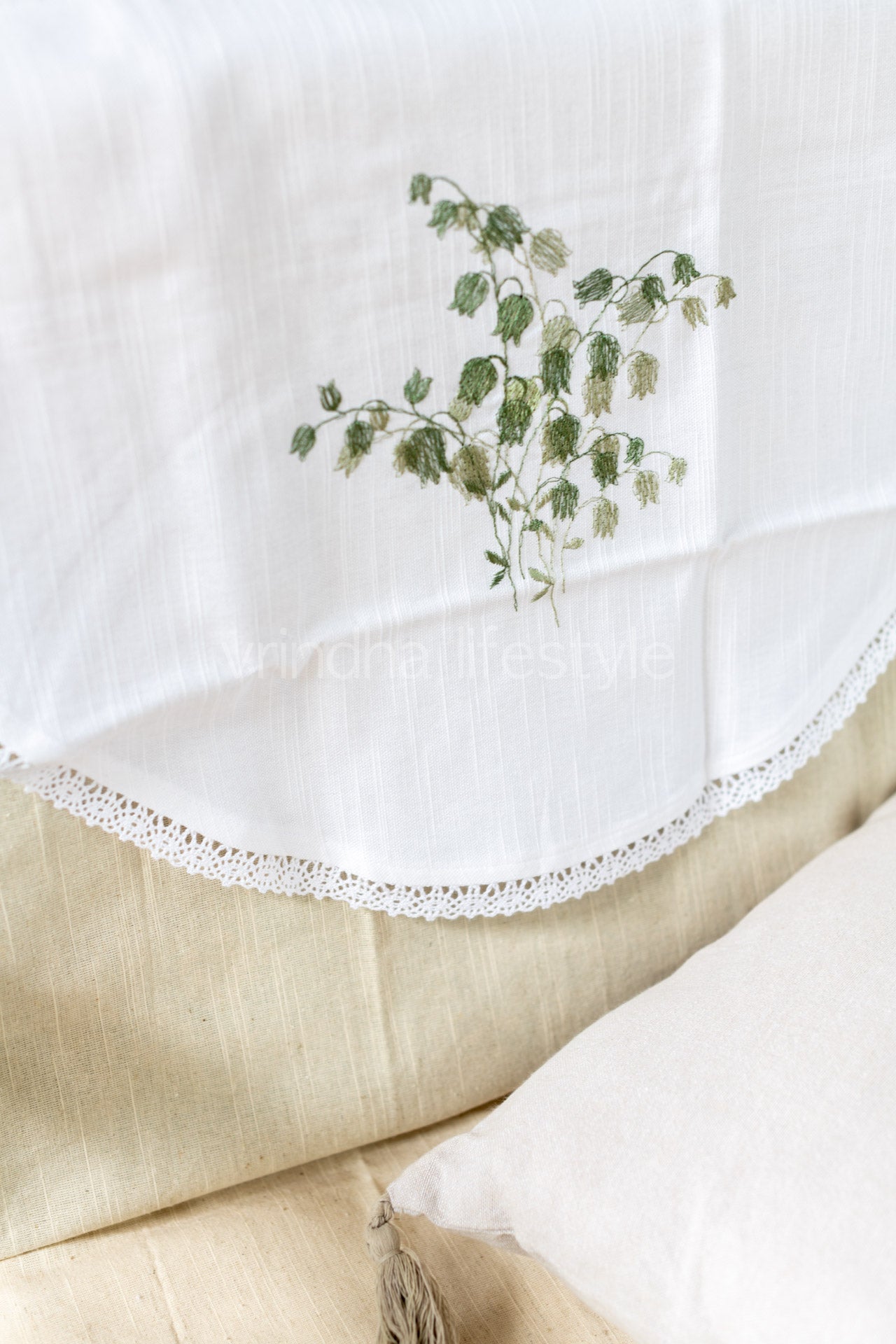 SOFA BACK COVER-with embroidery and lace detailing -Set of 5