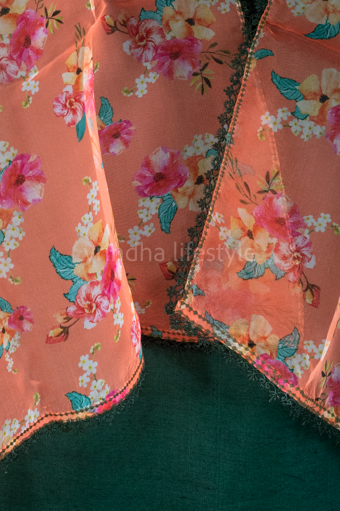 SLUB SILK SALWAR MATERIAL with organza dupatta