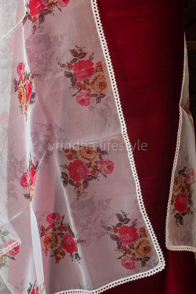 SLUB SILK SALWAR MATERIAL with organza dupatta