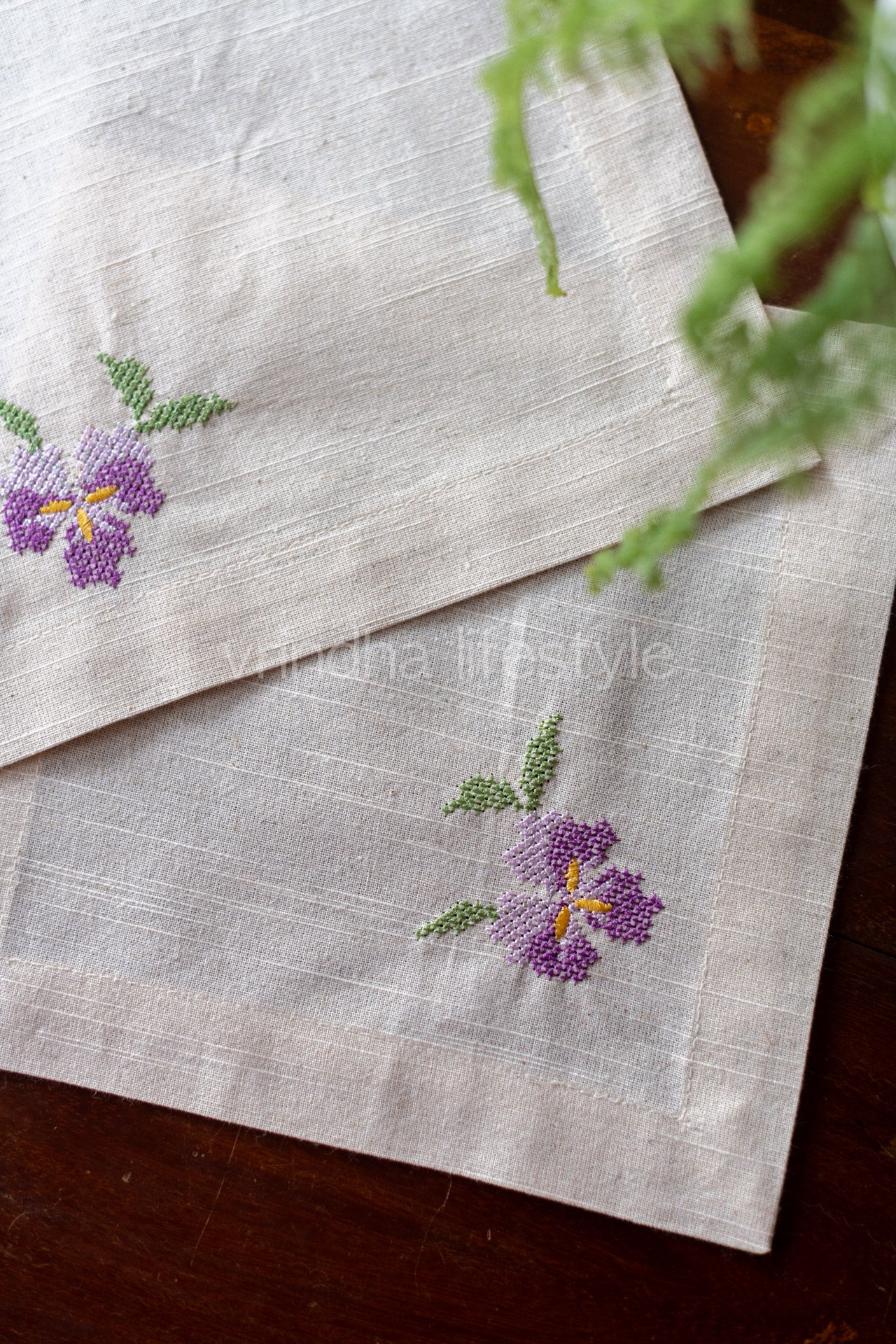 Cotton coasters with embroidery -9 inch -set of 2