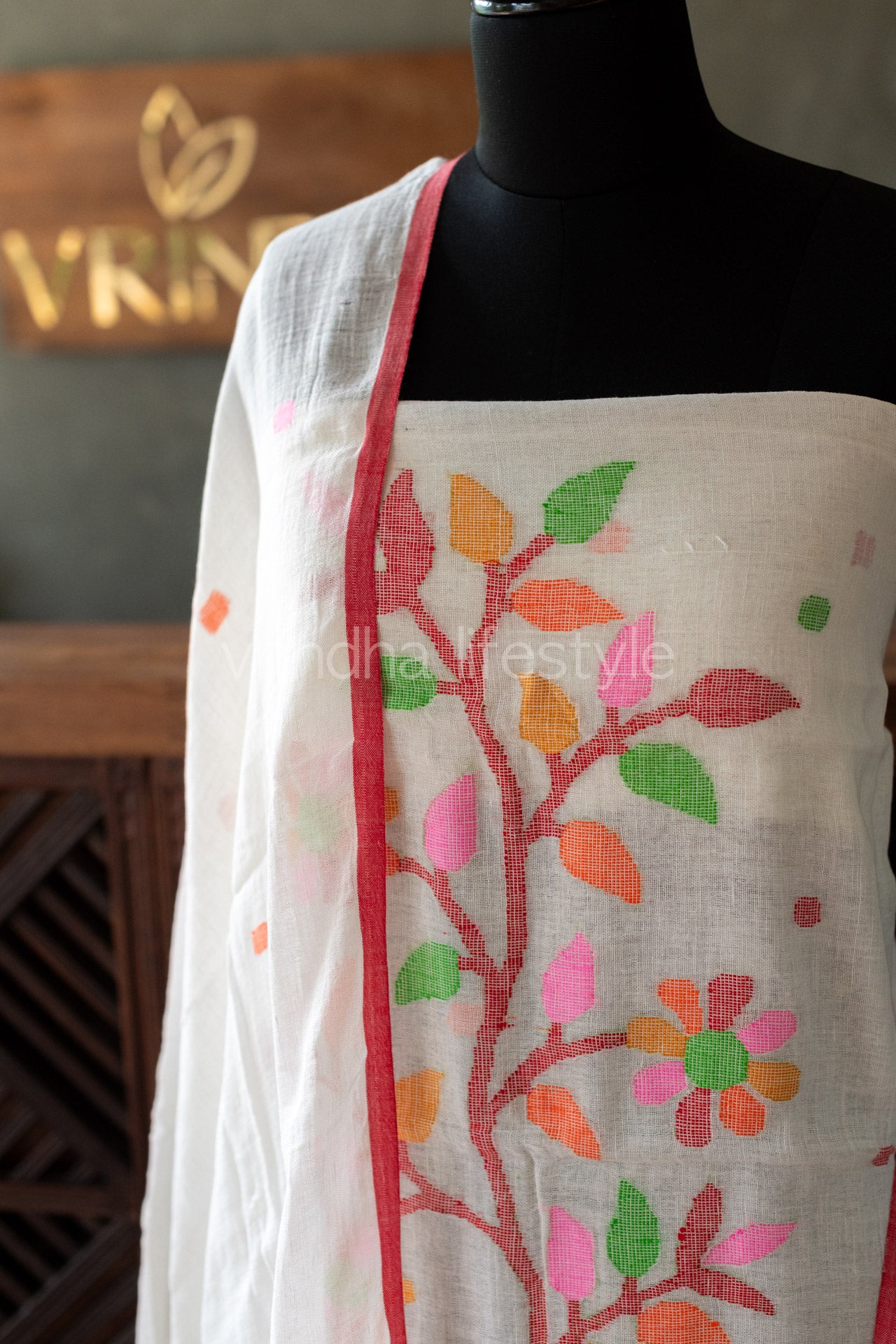 Pure linen Jamdhani Salwar material-2 pcs set