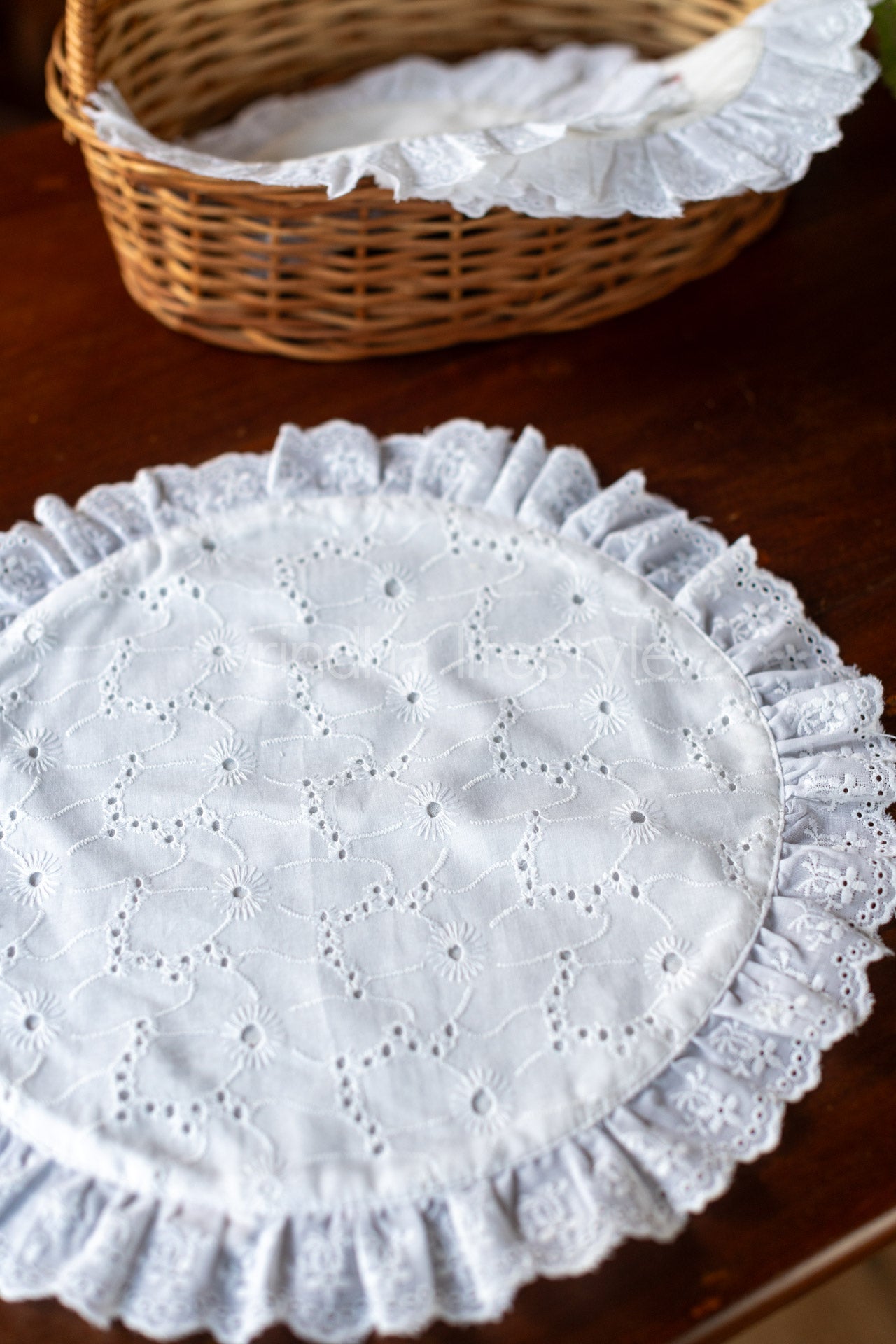 HAKOBA COTTON PLACEMAT with frill -16 inches-SINGLE UNIT