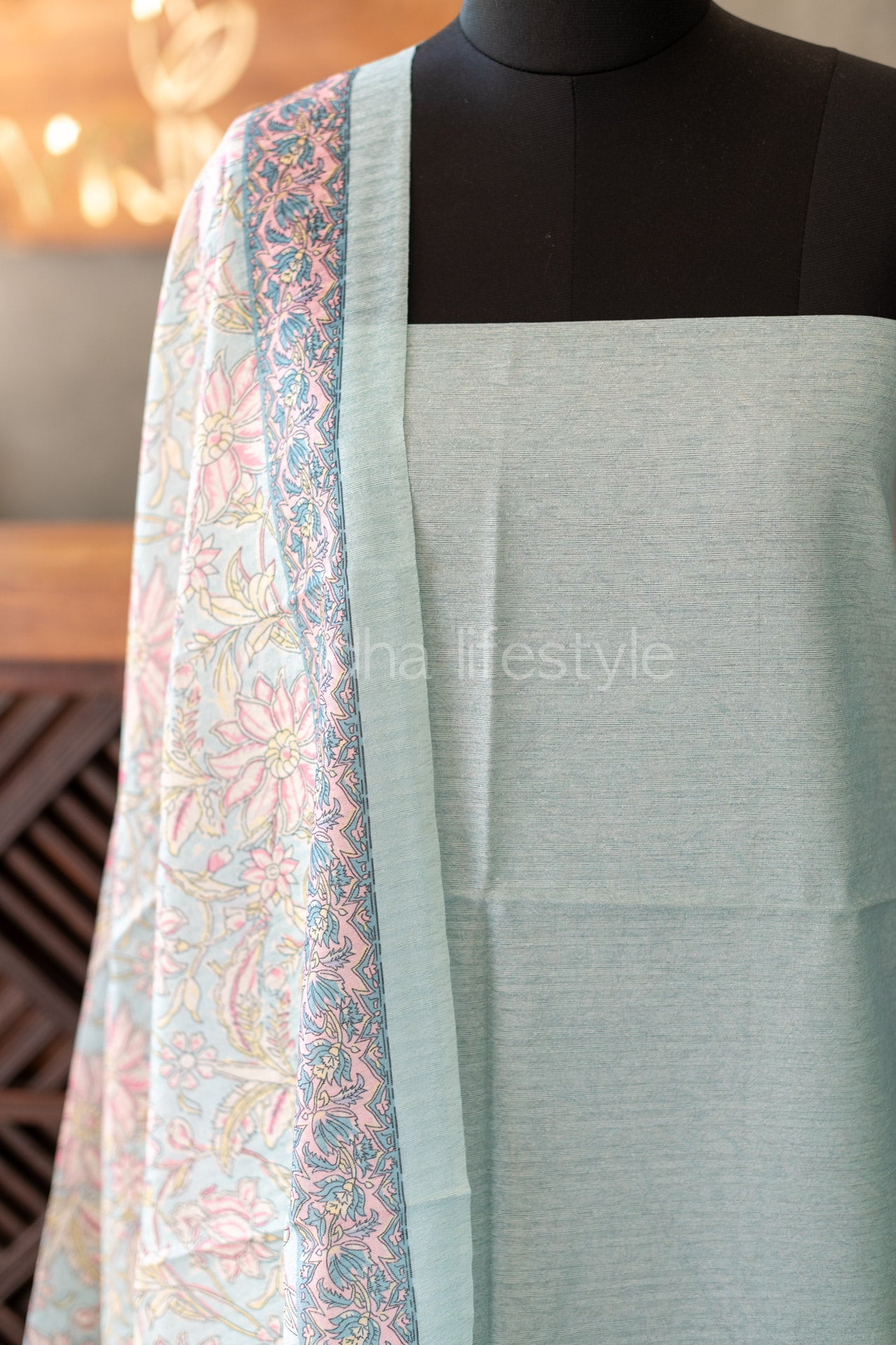 SEMI SILK SALWAR MATERIAL -Top and dupatta only