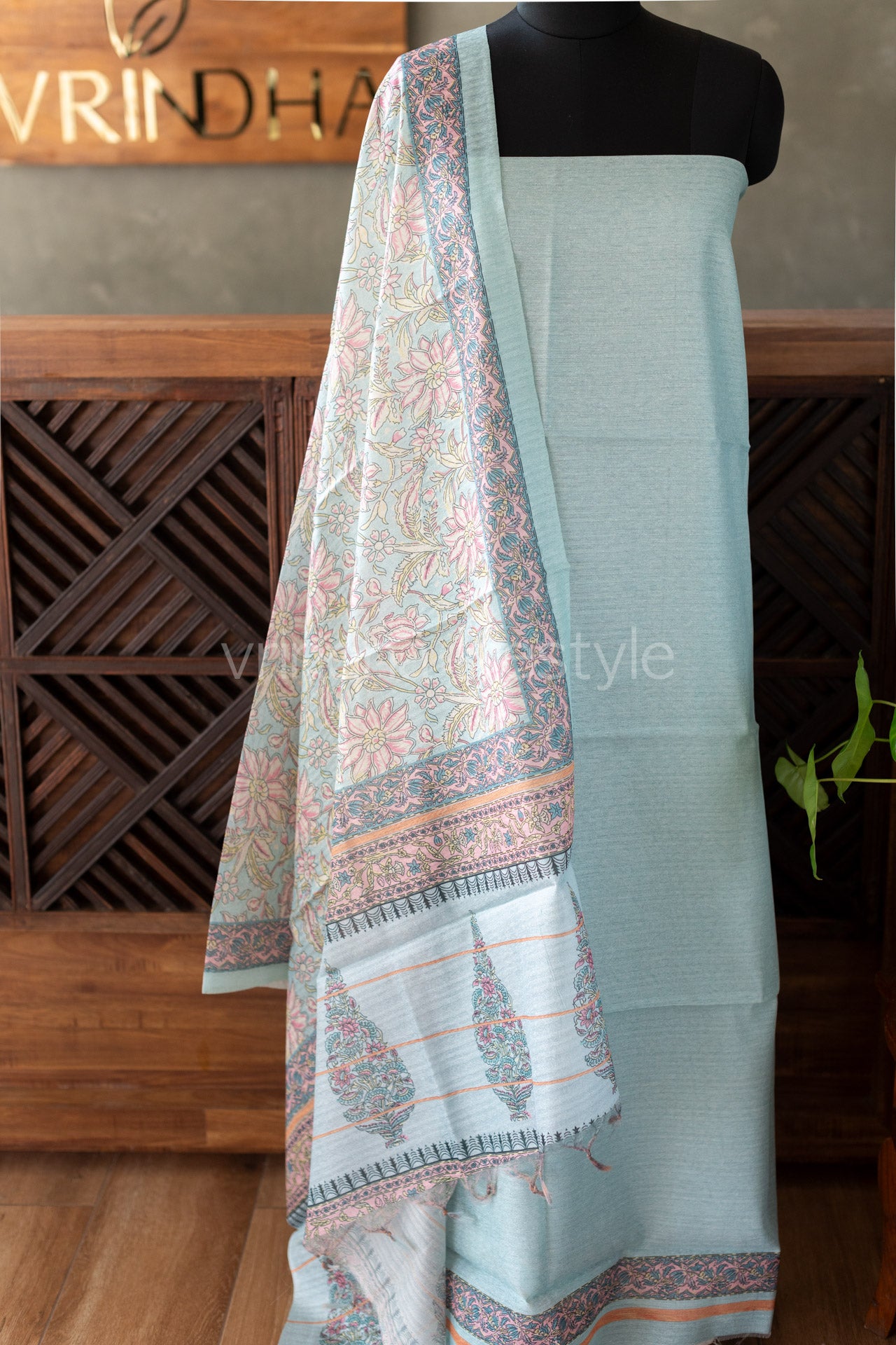 SEMI SILK SALWAR MATERIAL -Top and dupatta only
