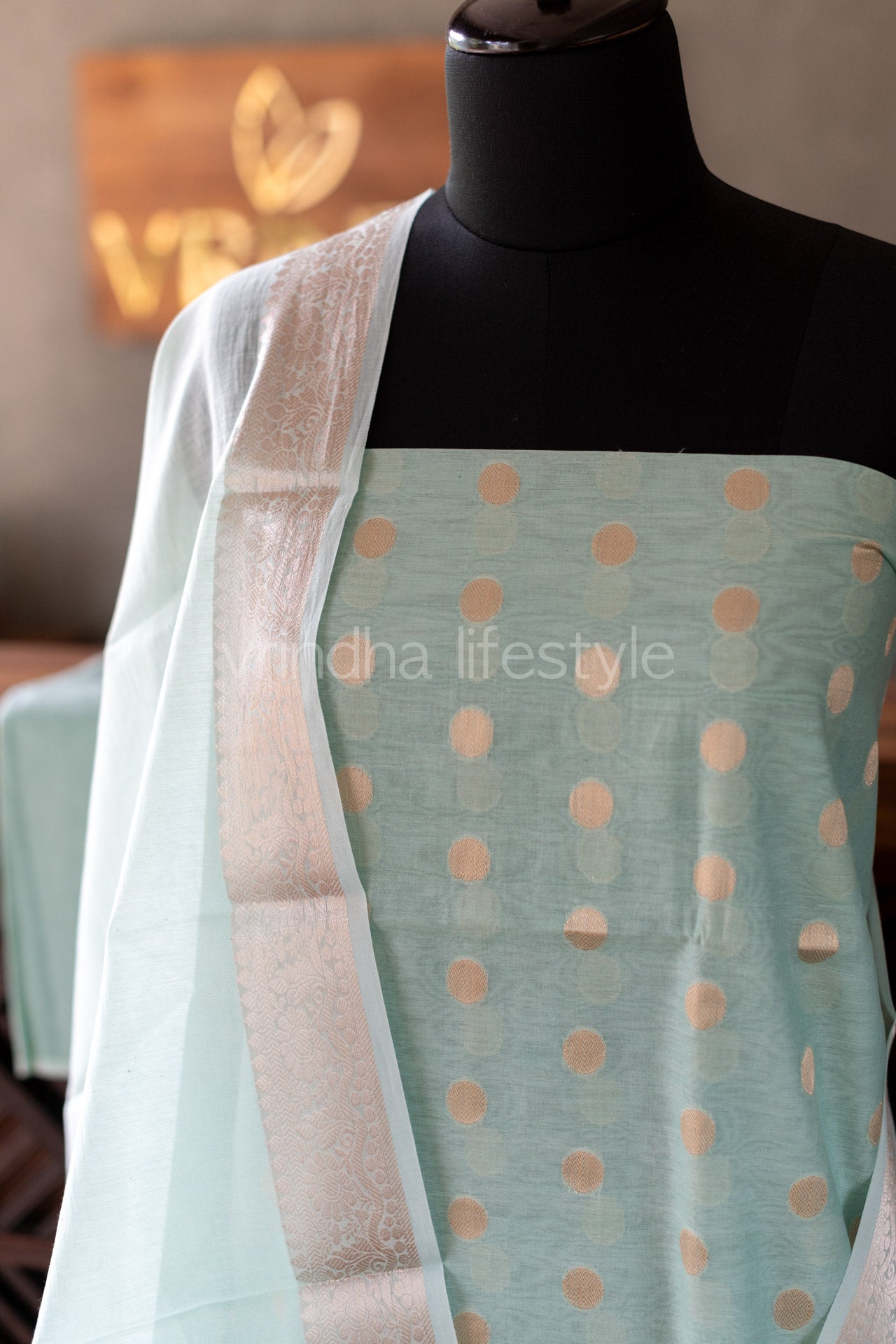 BANARASI SALWAR MATERIAL-Chanderi cotton 3 pcs set