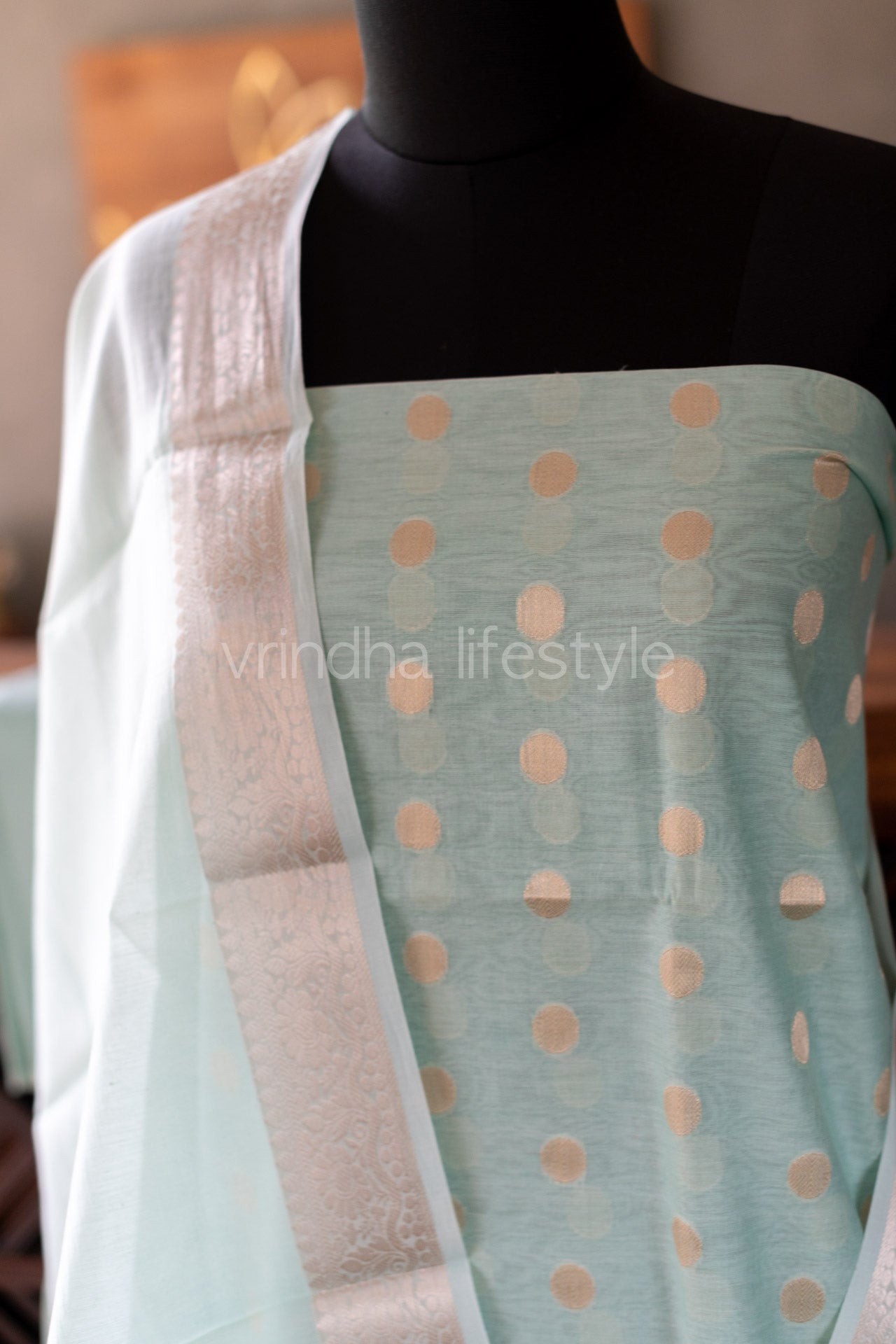 BANARASI SALWAR MATERIAL-Chanderi cotton 3 pcs set