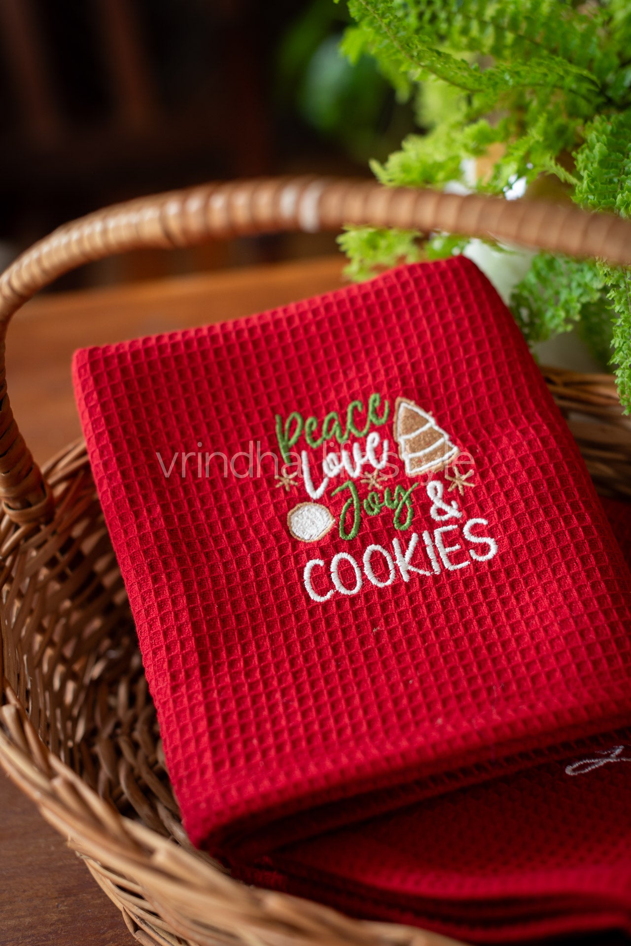 Embroidered waffle kitchen towel set -2 piece-Gift set