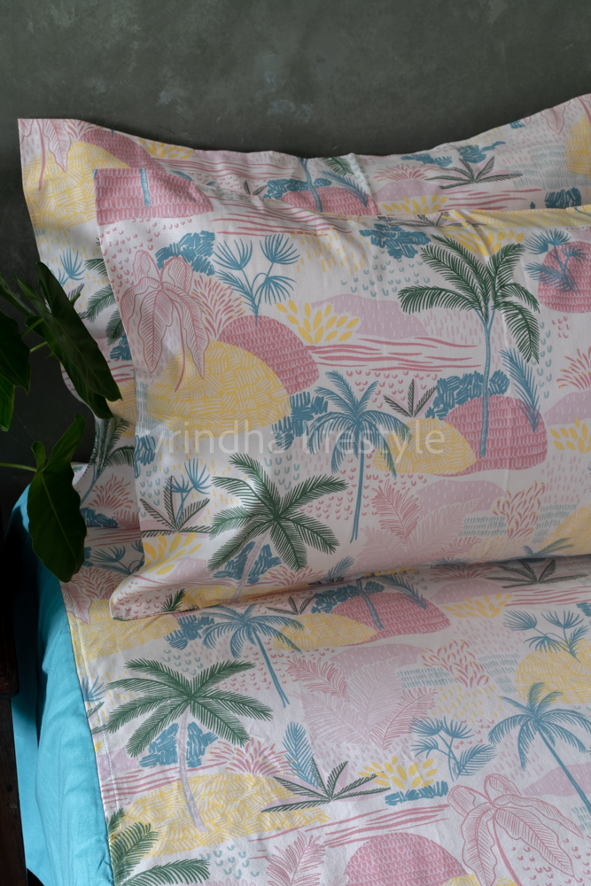 COTTON PRINTED BEDSHEET WITH PLAIN BORDER-King size