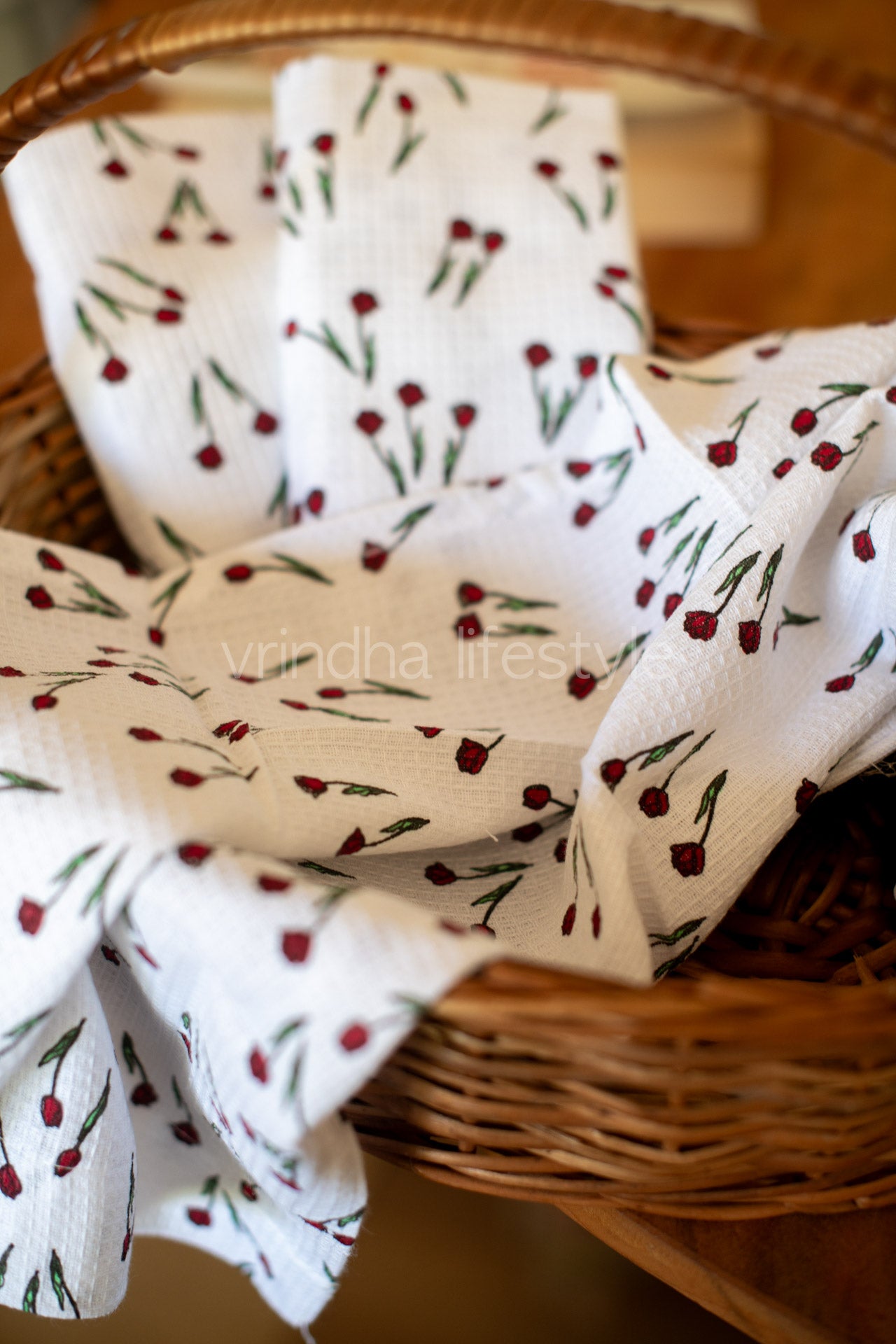 Floral Printed Waffle Bath Towels-Set of 3 -New born/ Baby collection