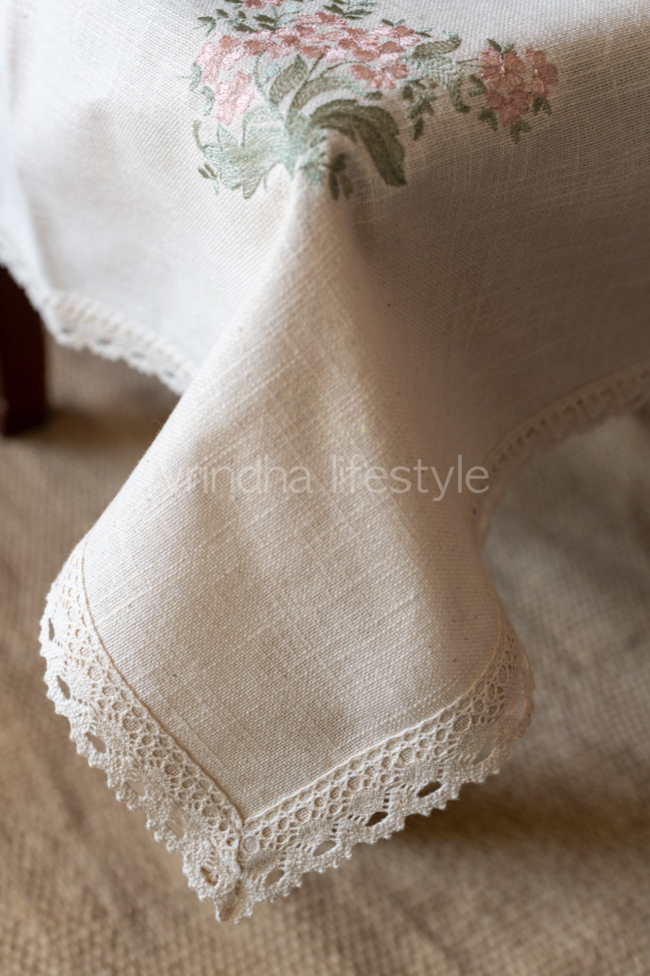 COTTON TABLE CLOTH with embroidery -Square -coffee table cover-customisable