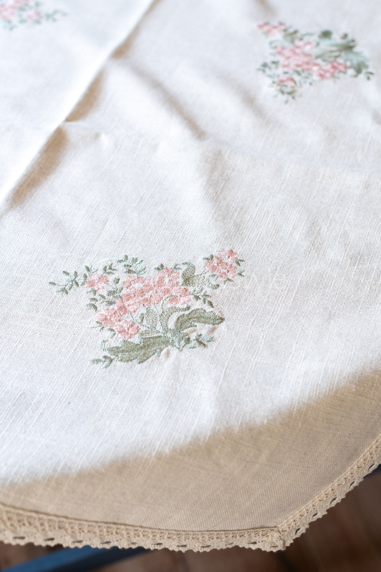 COTTON TABLE CLOTH with embroidery -Square -coffee table cover-customisable