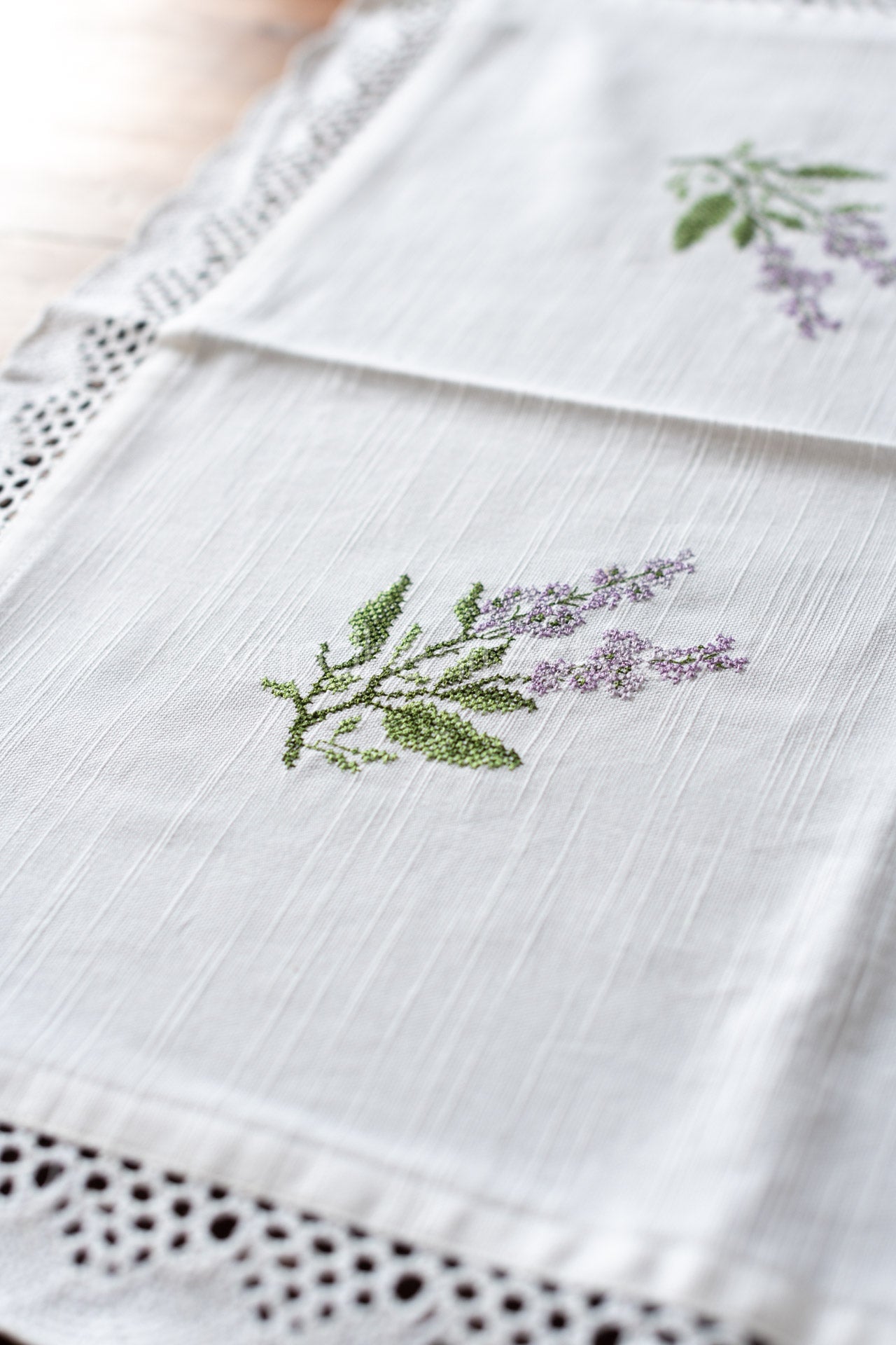 COTTON TABLE CLOTH with embroidery -Square -coffee table cover-customisable