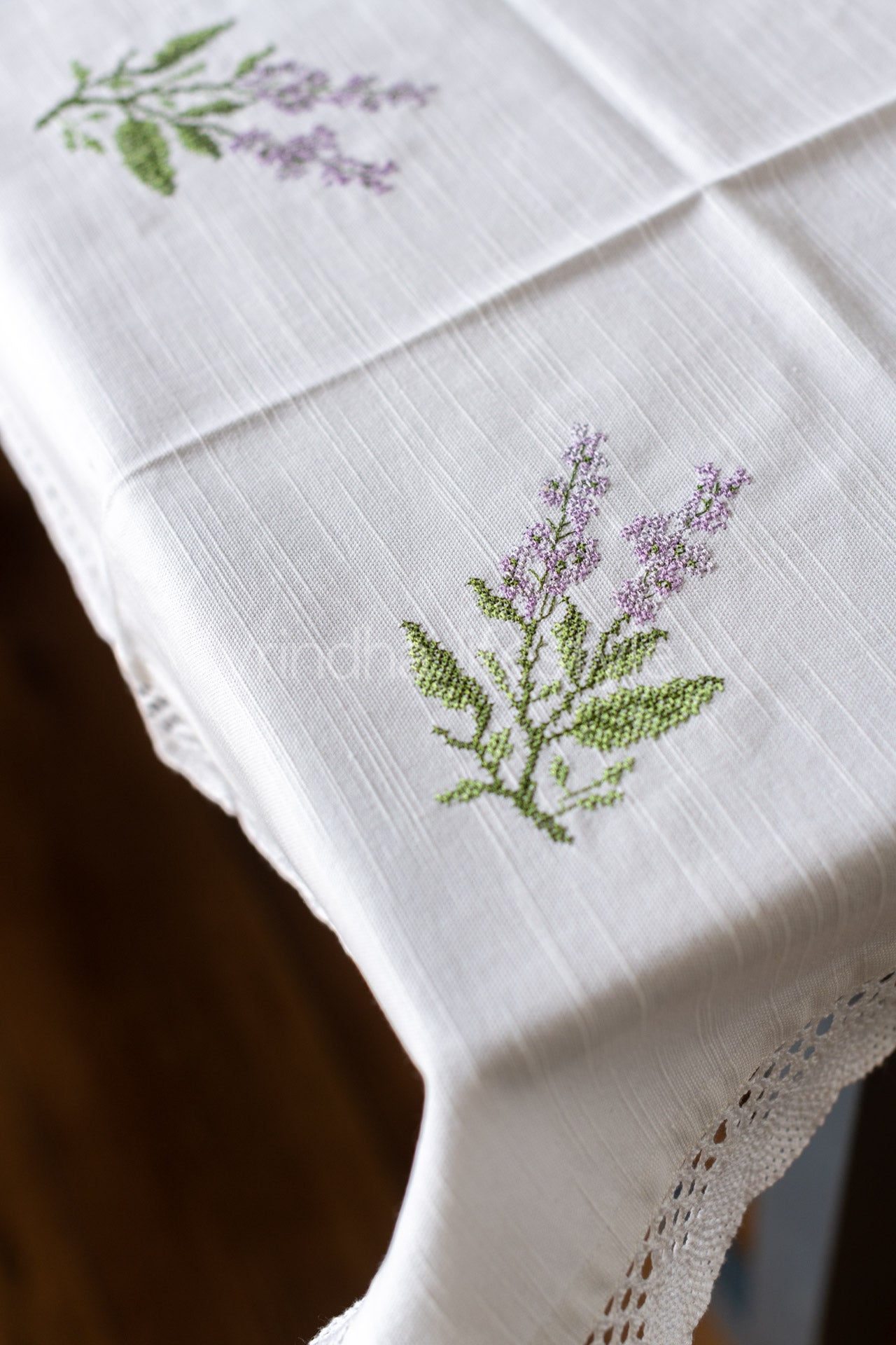 COTTON TABLE CLOTH with embroidery -Square -coffee table cover-customisable