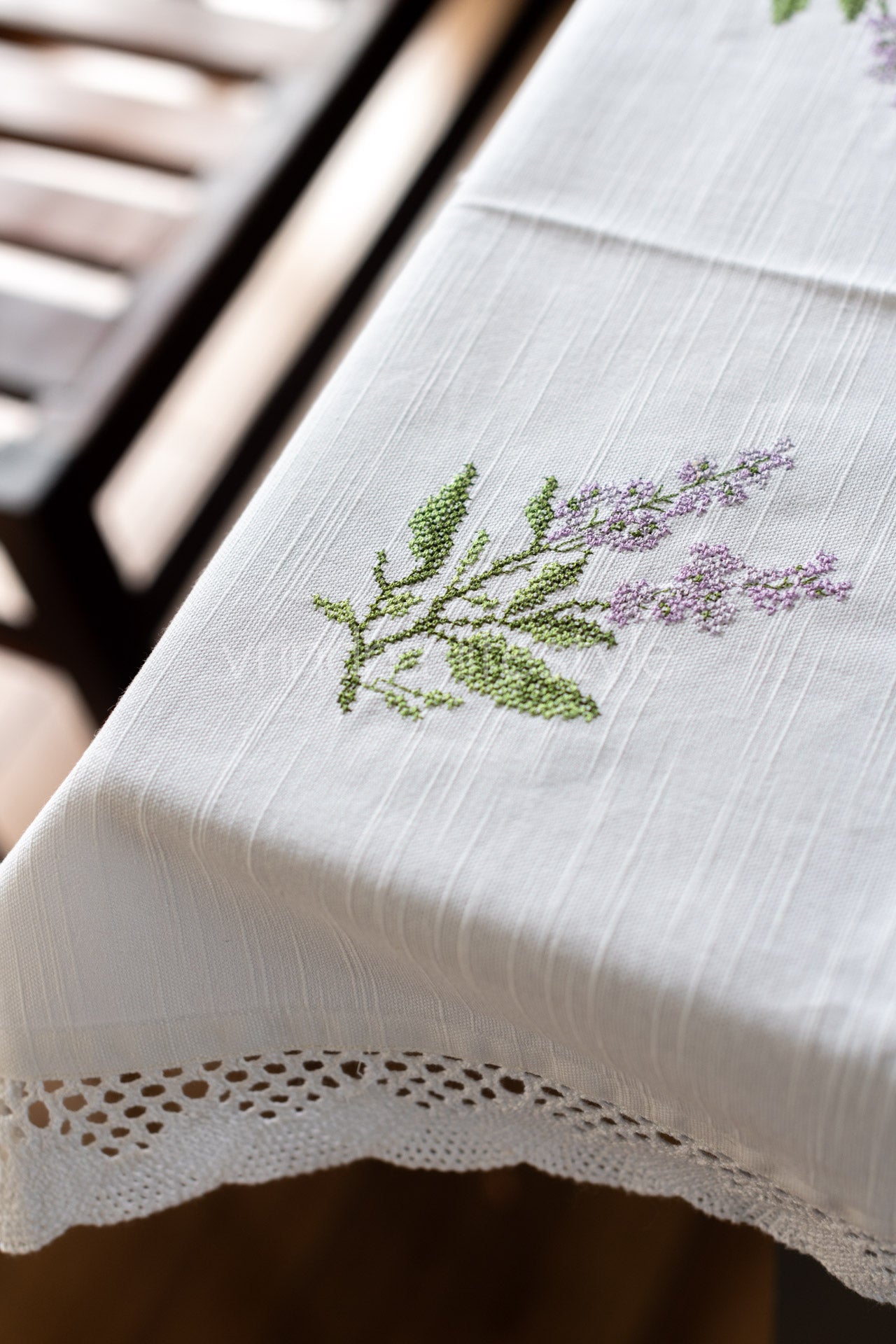 COTTON TABLE CLOTH with embroidery -Square -coffee table cover-customisable