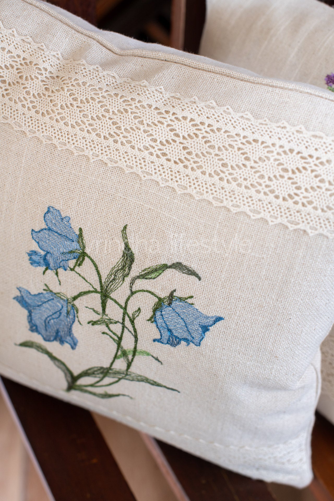 cotton cushion cover with embroidery and lace detailing -Single unit- 12x12 inches( Customisable)