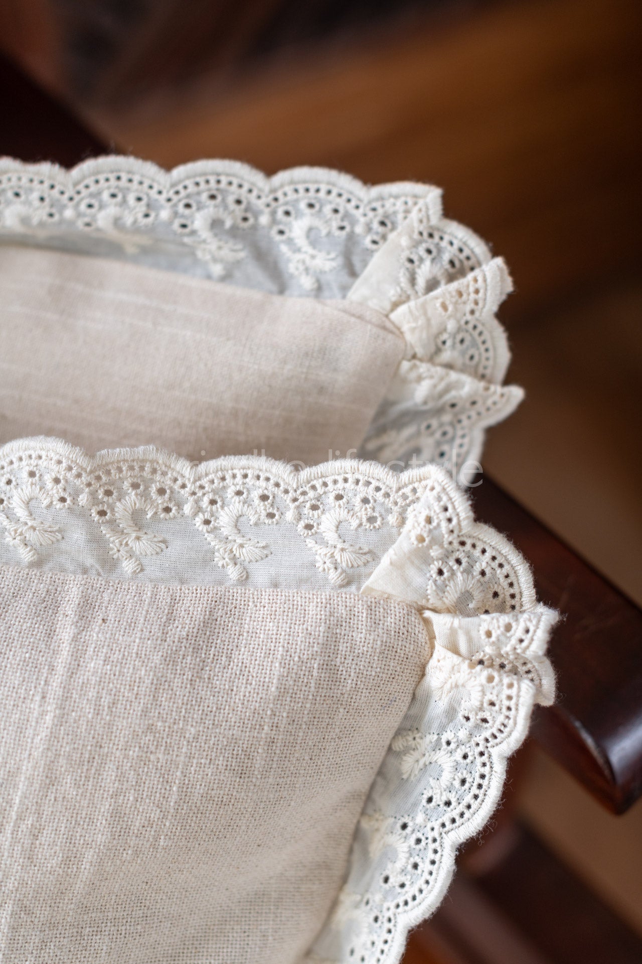 cotton cushion cover with embroidery and lace detailing -Single unit- 12x12 inches( Customisable)